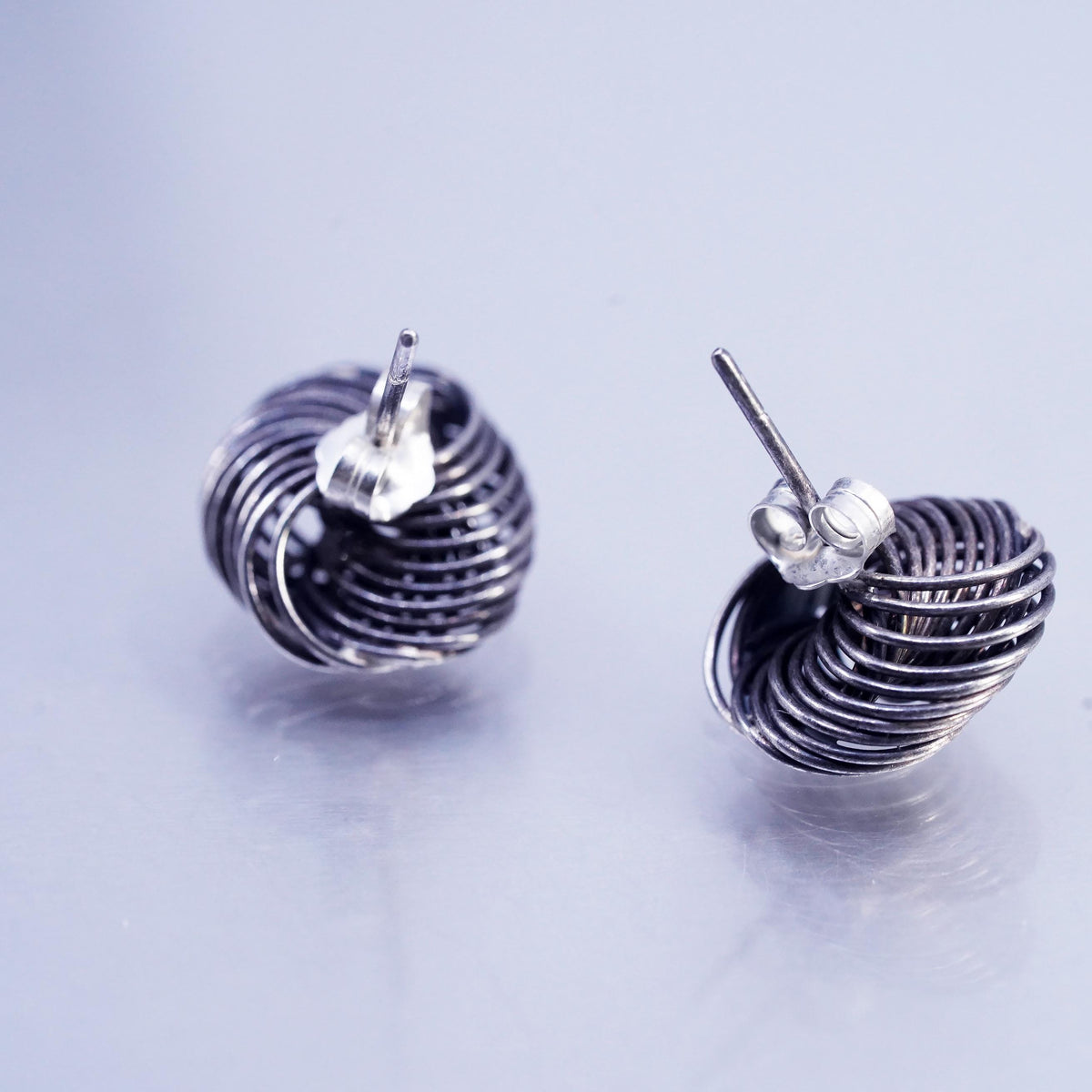 Vintage Sterling 925 silver earrings, wired entwined studs