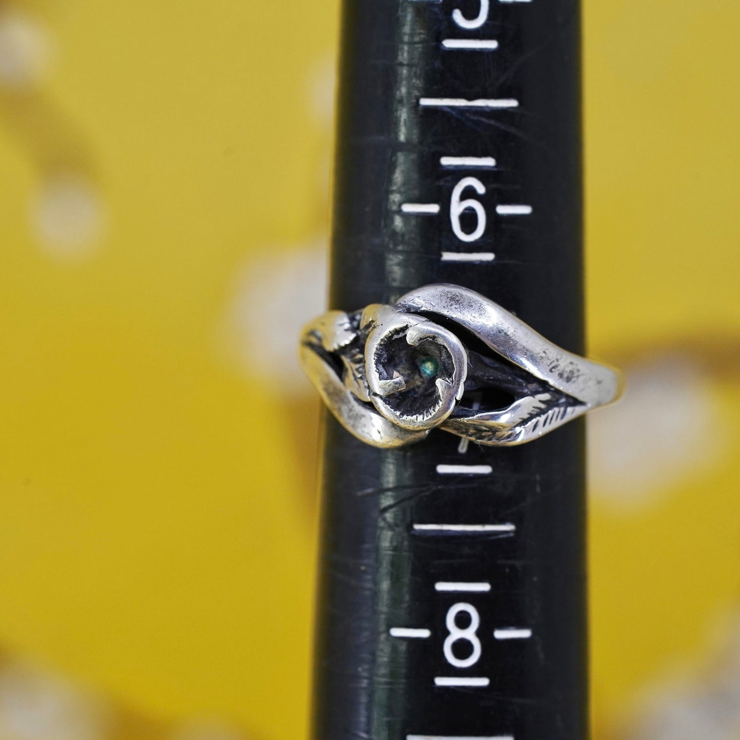 Size 6.75, sterling 925 silver handmade Freeform floral ring