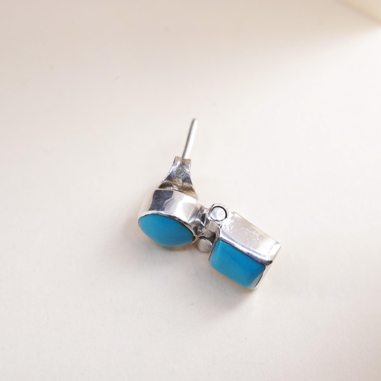 Native American Southwestern sterling silver 950 single earring with turquoise