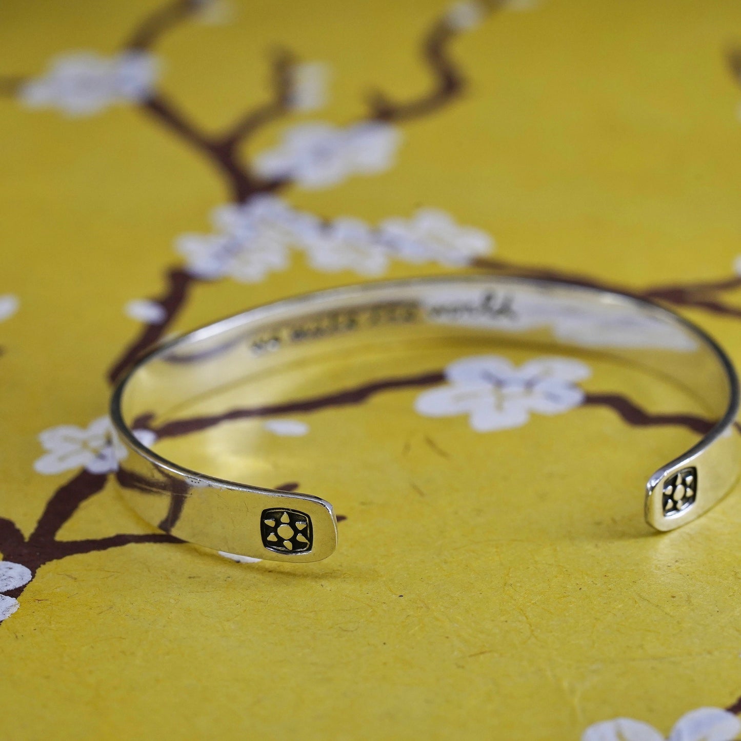 6.5", Far fetched Sterling silver bracelet, 925 cuff “with our thoughts we make