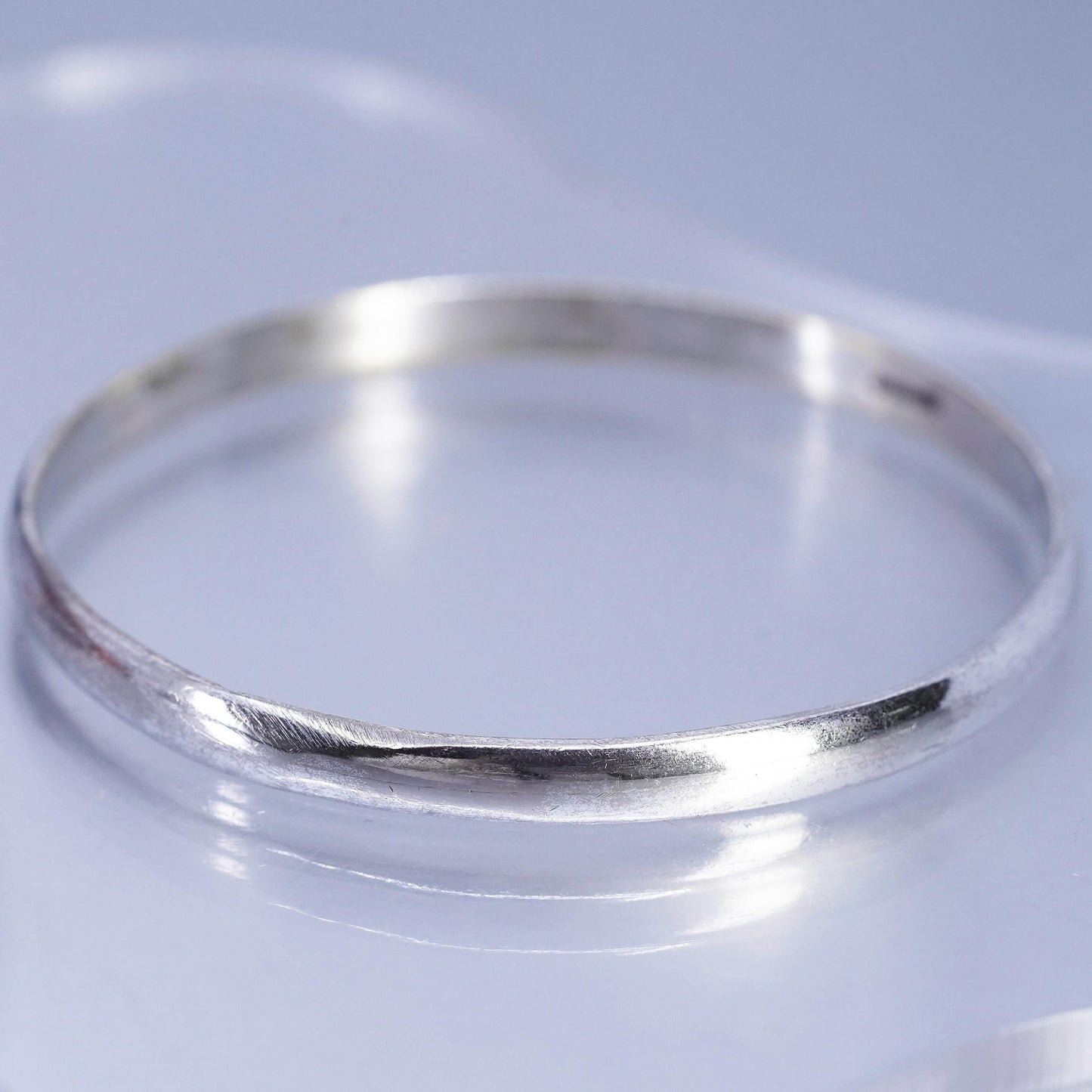 8.25”, Vintage Mexican silver tone stackable bangle bracelet