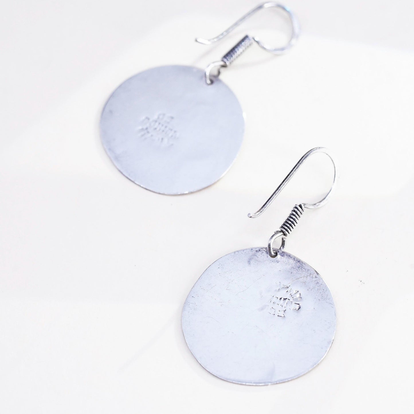 VTG Mexican sterling silver handmade earrings, love friendship 925 tag dangles