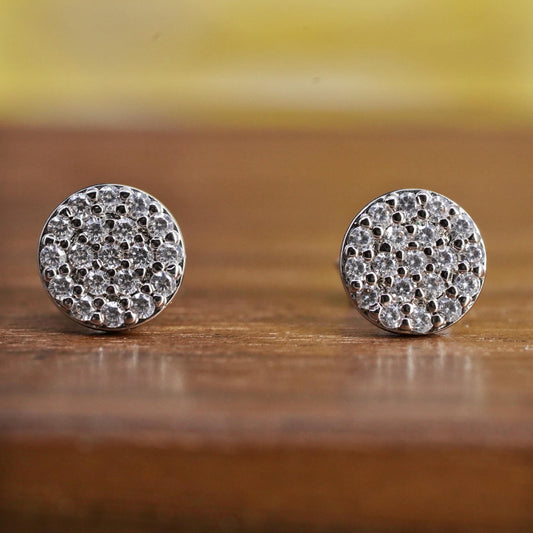 Vintage Sterling 925 silver cluster Cz studs, Swarovski earrings