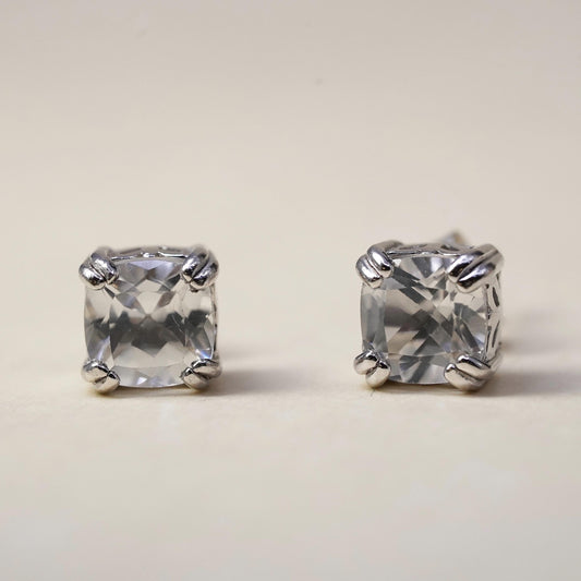 vintage Sterling 925 silver studs earrings with clear crystal