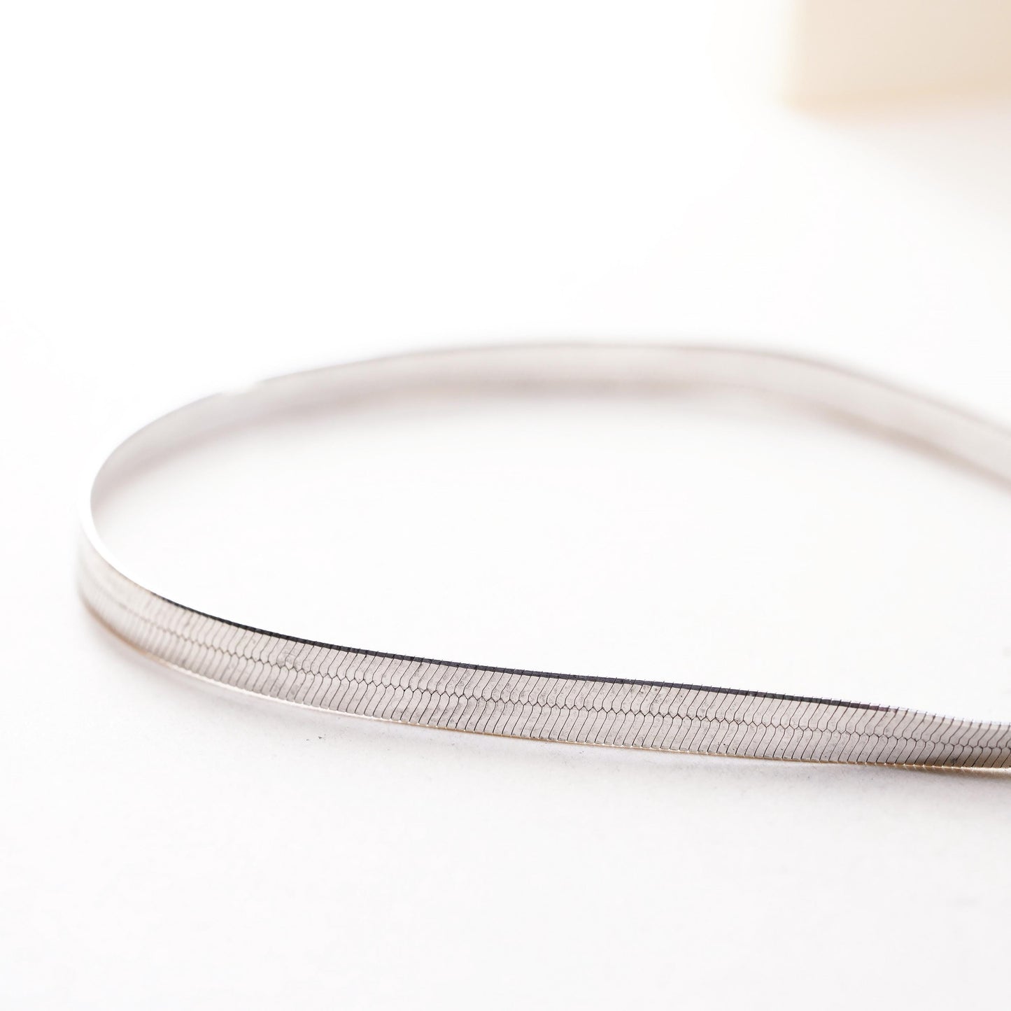 6.75" 3mm, Vintage Italian sterling silver herringbone bracelet, 925 chain