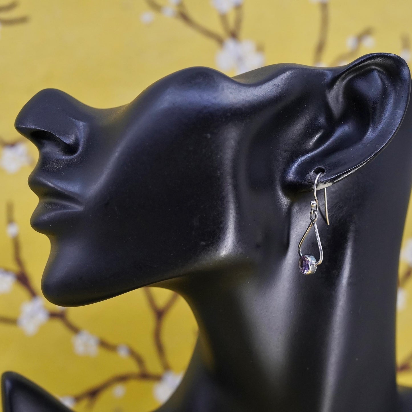 Vintage Sterling 925 silver handmade earrings with amethyst