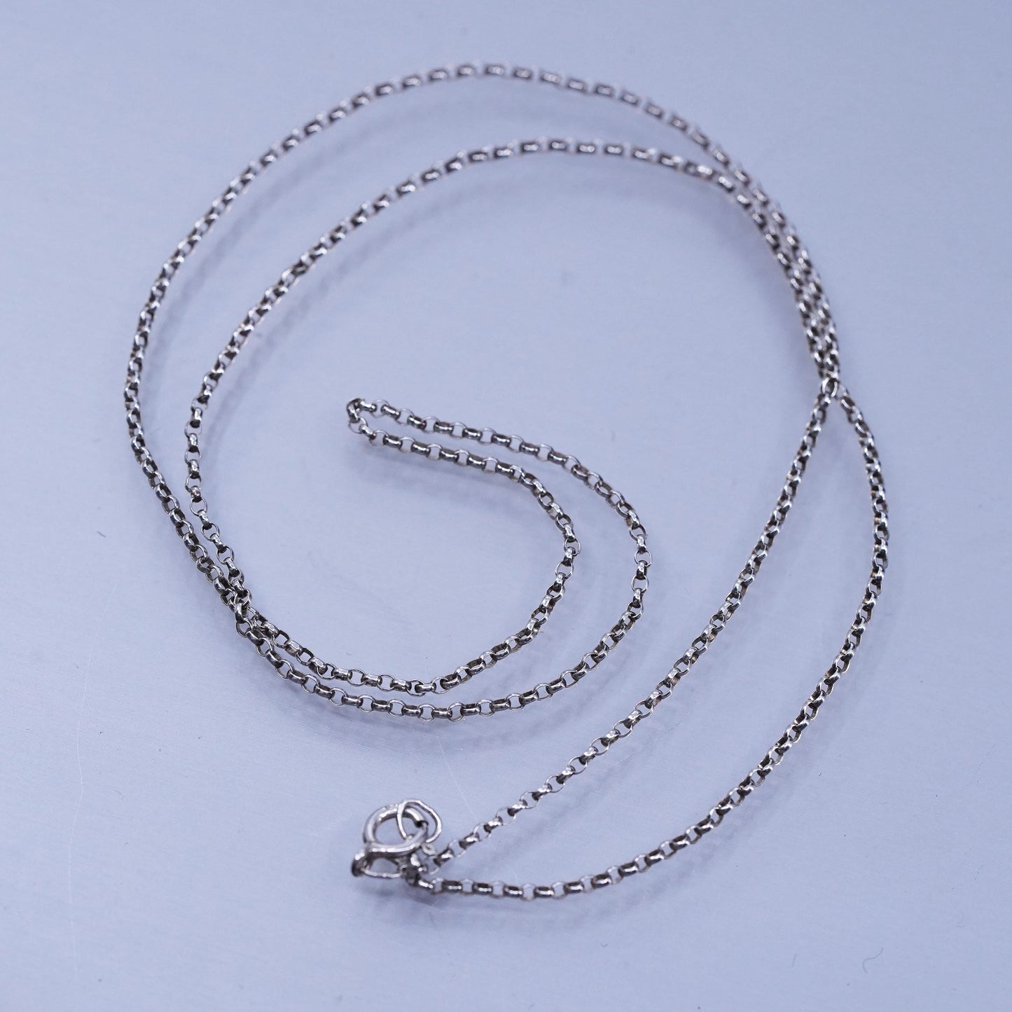 18” 1mm, vintage Sterling 925 silver circle chain necklace