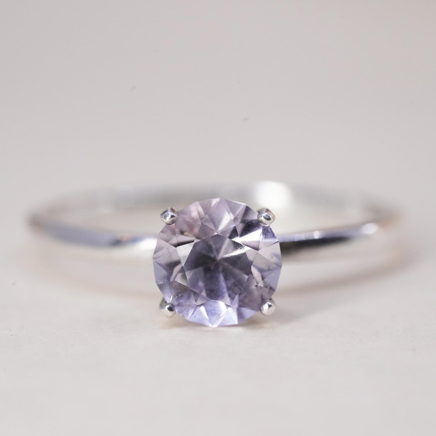 Size 9.5, vintage Sterling 925 silver engagement ring with round cut cz