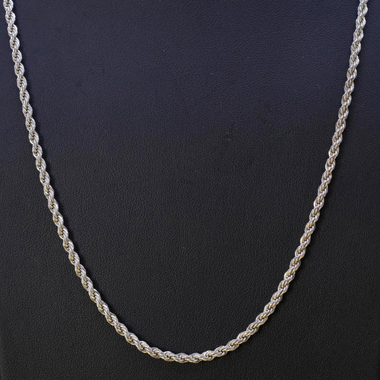 24", 3mm, vintage ARMBRUST Sterling silver necklace, Italy 925 rope chain