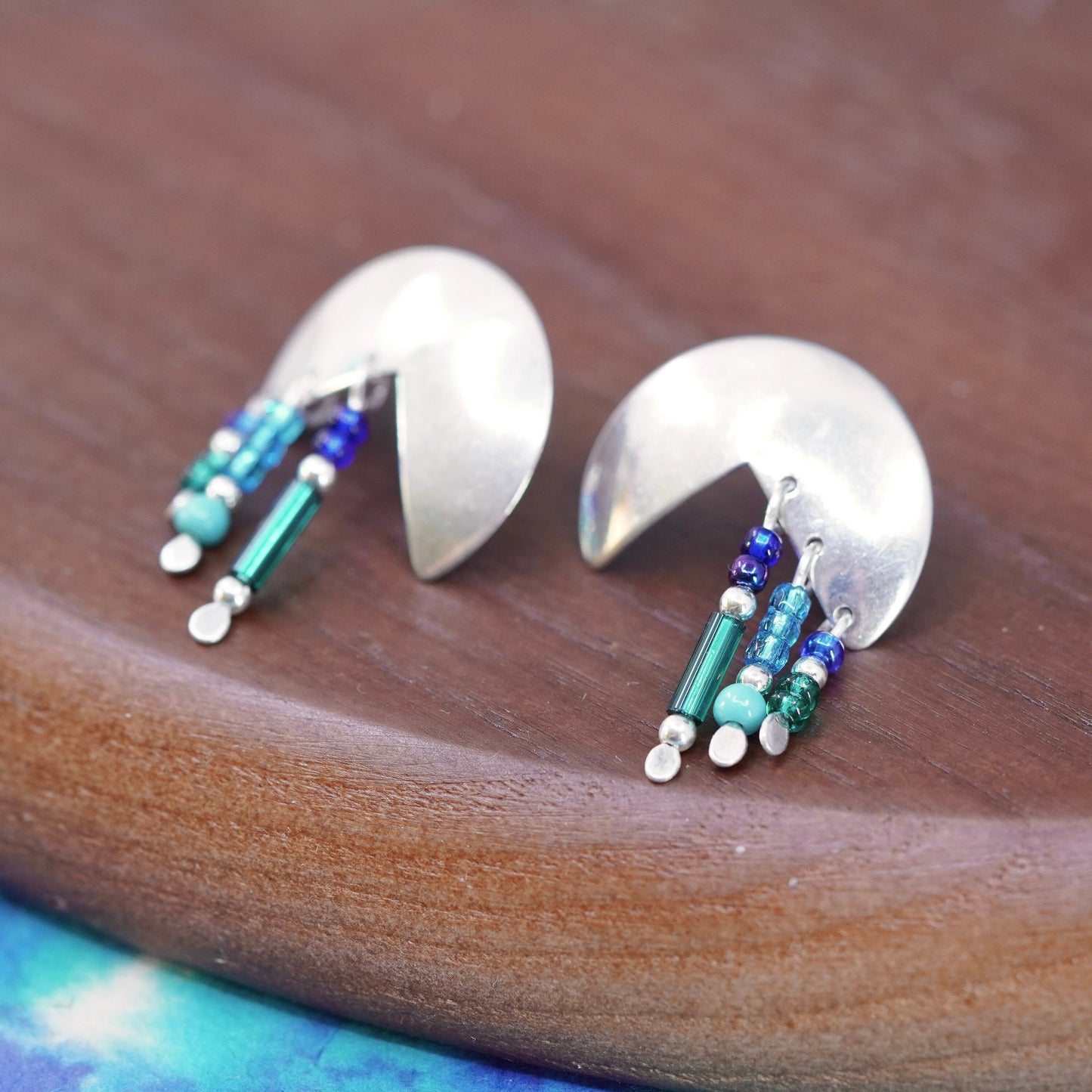 0.75”, Native American Sterling silver earrings, 925 studs with turquoise beads