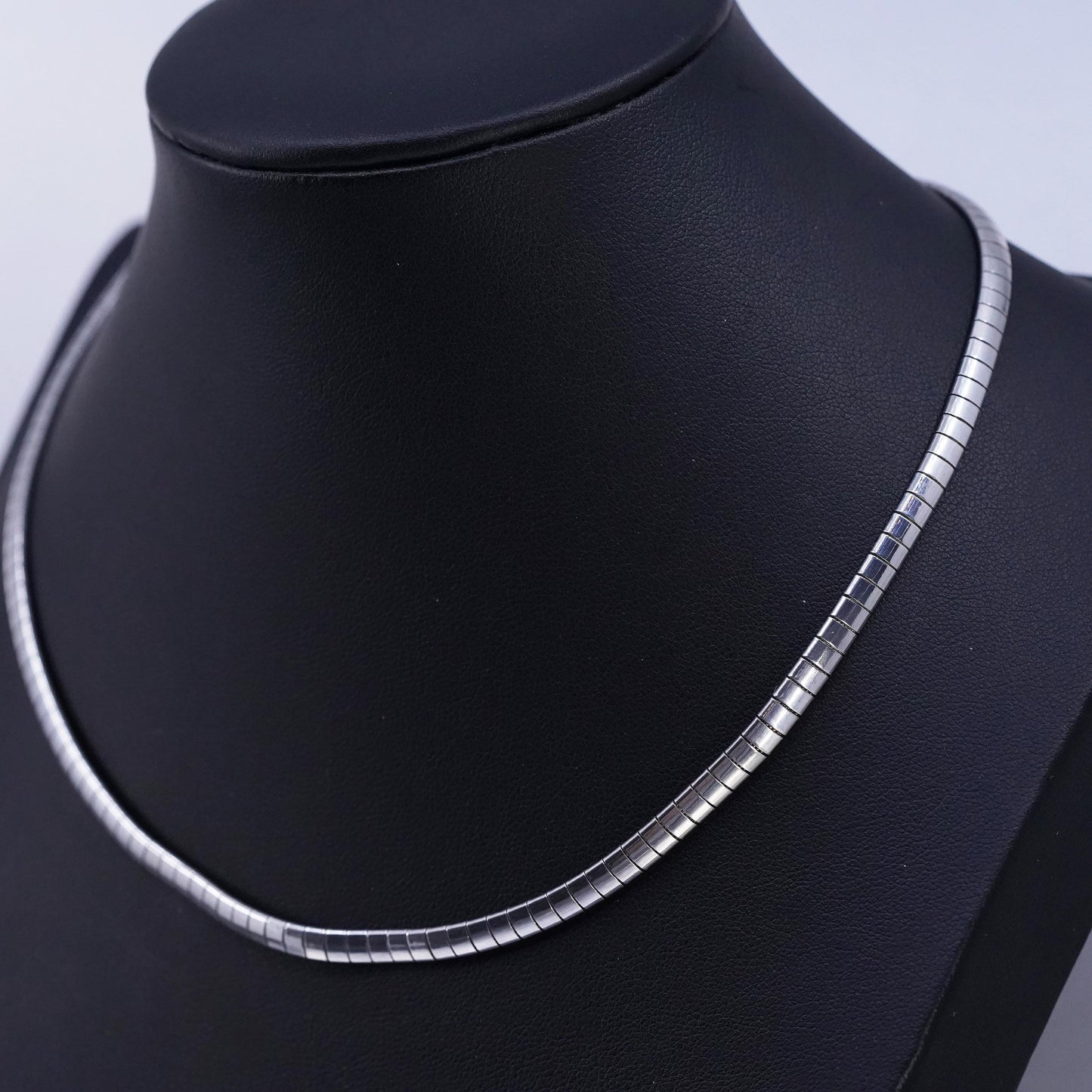 16" 4mm, vintage Italian 925 Sterling silver omega chain necklace