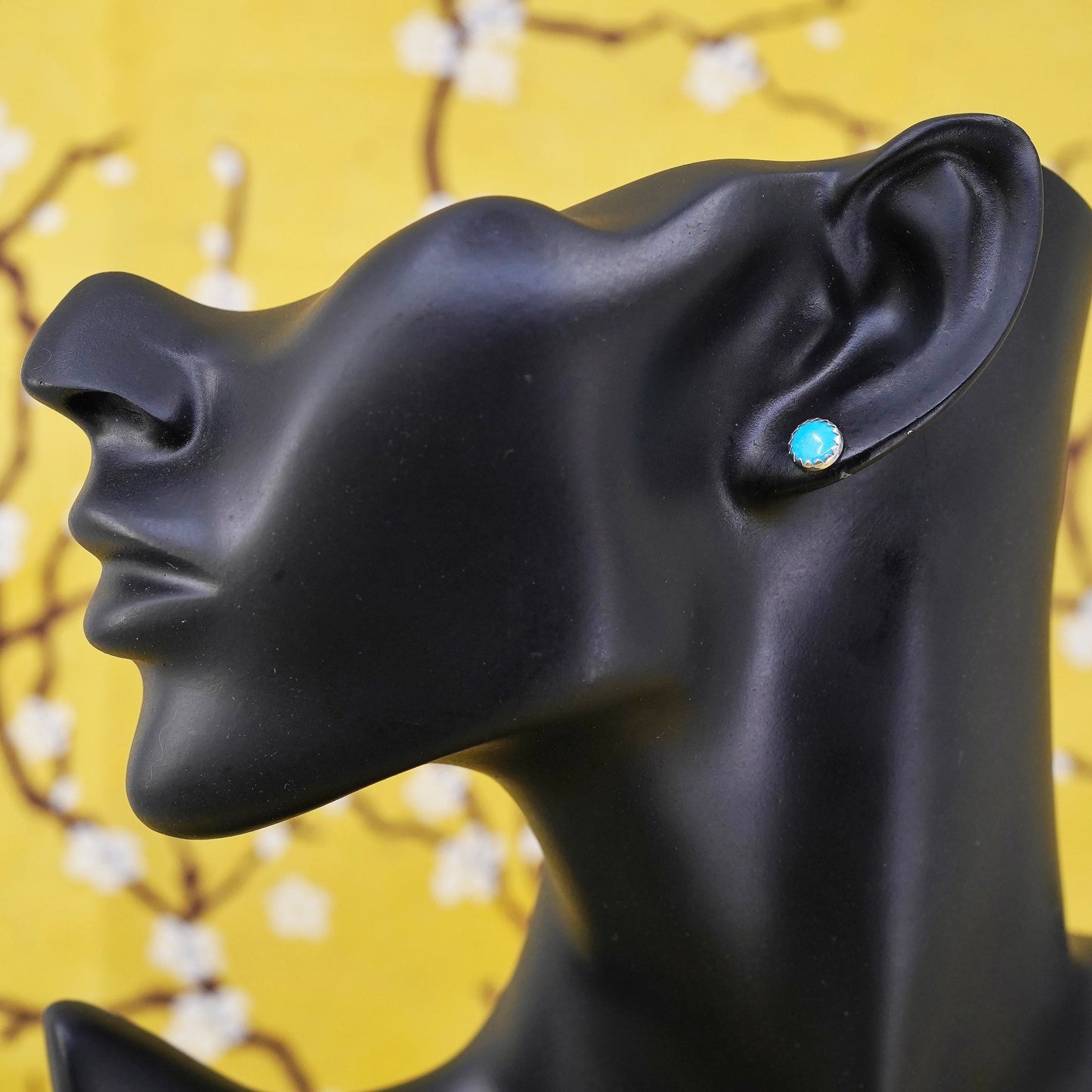 southwestern Sterling Silver Native American Earrings, 925 studs with turquoise