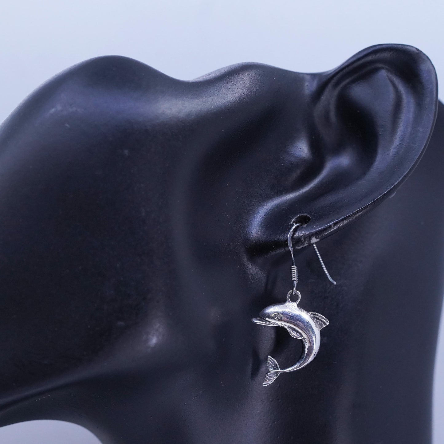 Vintage Sterling 925 silver handmade dolphin earrings