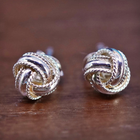 Vintage Sterling silver handmade earrings, 925 entwined studs