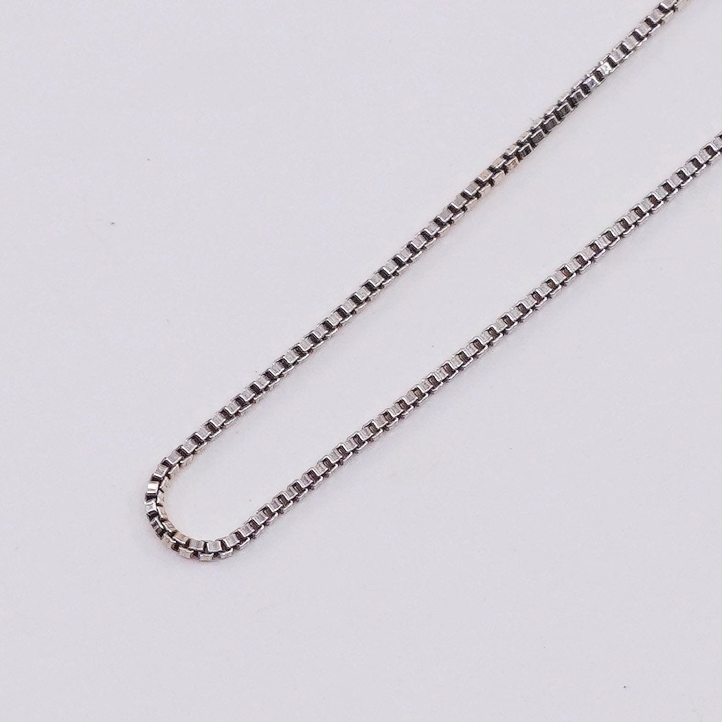 18”, 1mm, Vintage vermeil gold over sterling 925 silver box chain, necklace, stamped 925