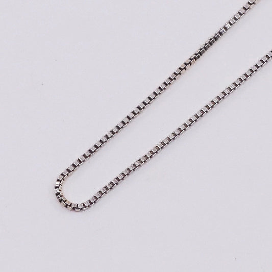 18”, 1mm, Vintage vermeil gold over sterling 925 silver box chain, necklace, stamped 925