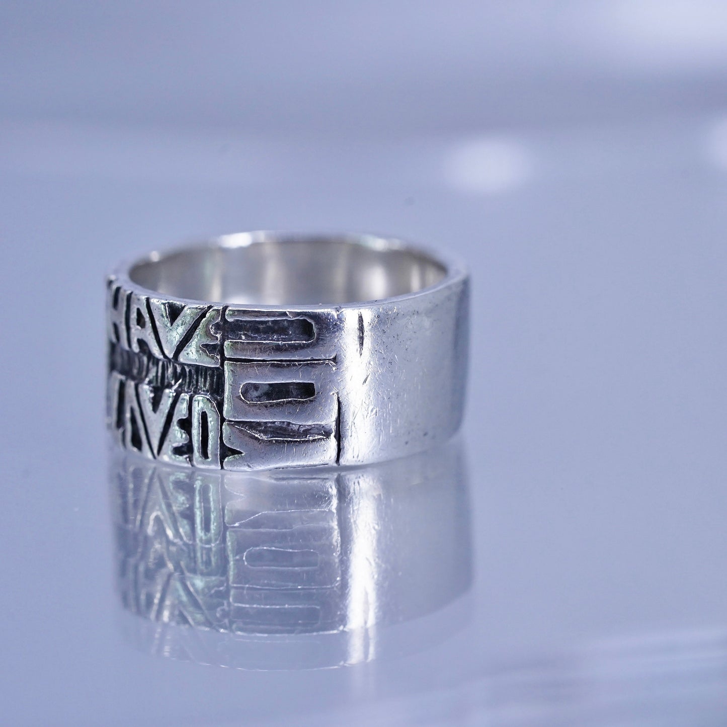 Size 10.5, Sterling 925 silver ring, “Love one another i have loved you” band