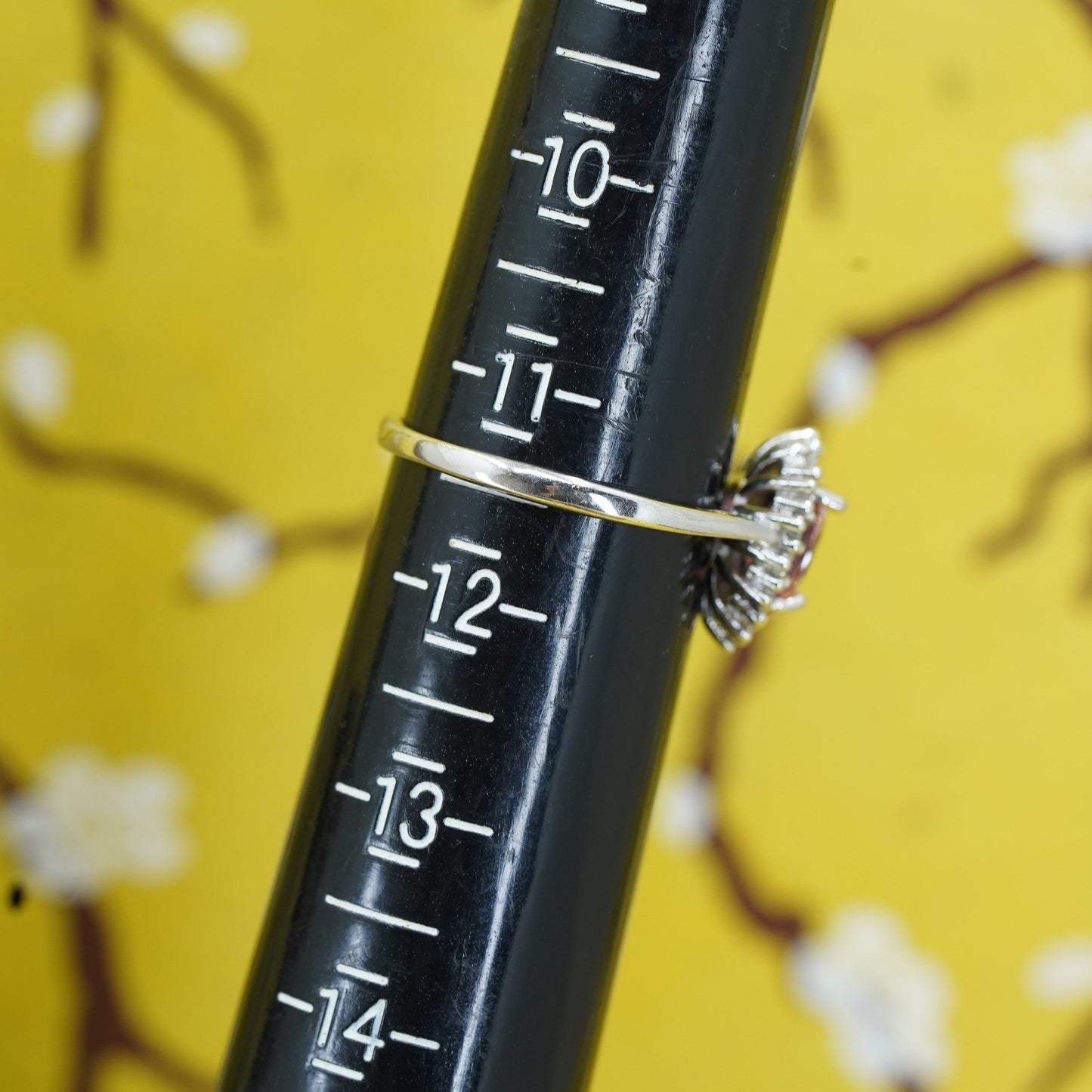 Size 11.5, vintage Sterling 925 silver handmade ring with pink cz