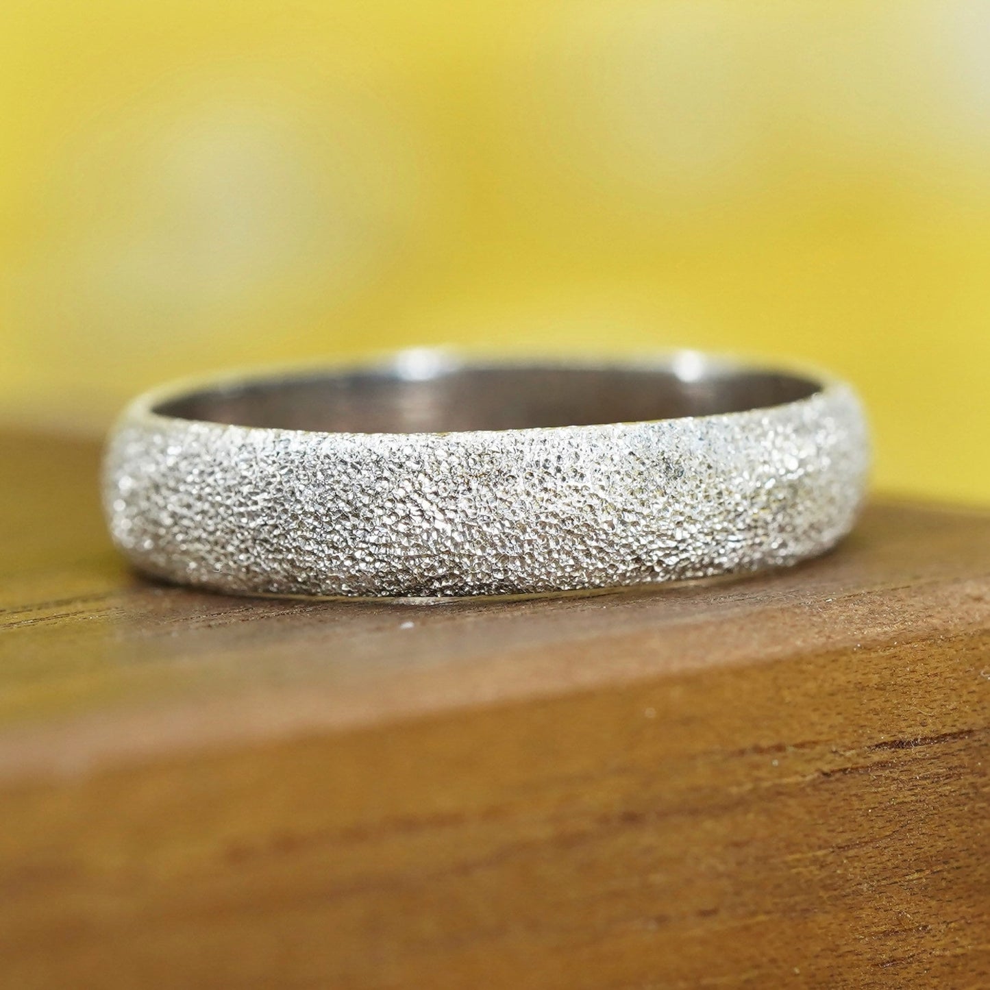 Size 7, vintage Sterling silver handmade ring, glittering 925 ribbed band