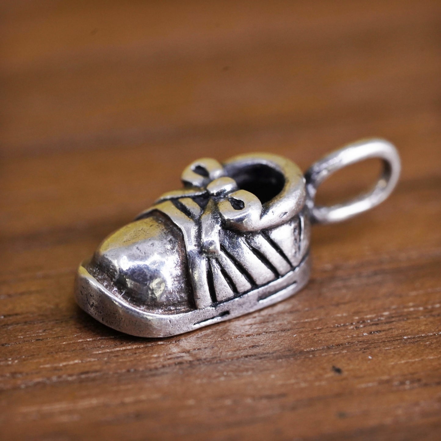 Vintage Sterling silver handmade pendant, 925 baby shoes charm