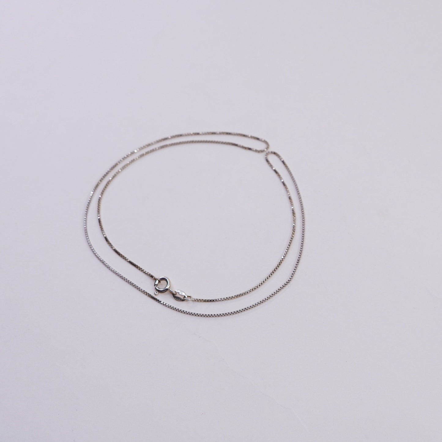 18”, 1mm, Vintage vermeil gold over sterling 925 silver box chain, necklace, stamped 925