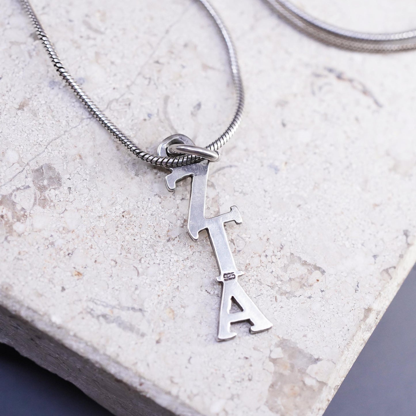 16", Sterling Silver 925 Zeta Tau Alpha ZTA Necklace 925 Greek Letter Charm