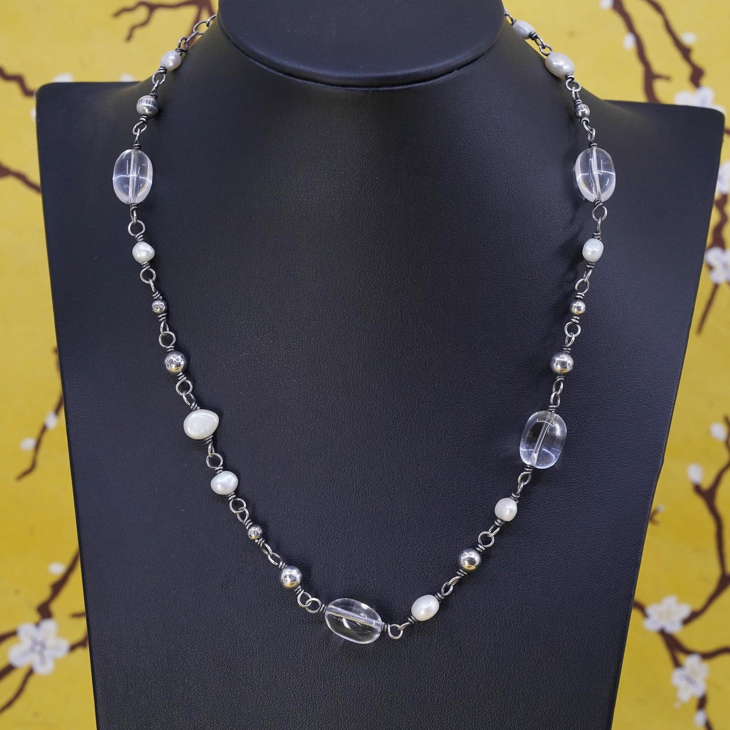 16+2” Silpada N1602 Freshwater Pearl, Crystal Quartz & Sterling 925 Silver Bead