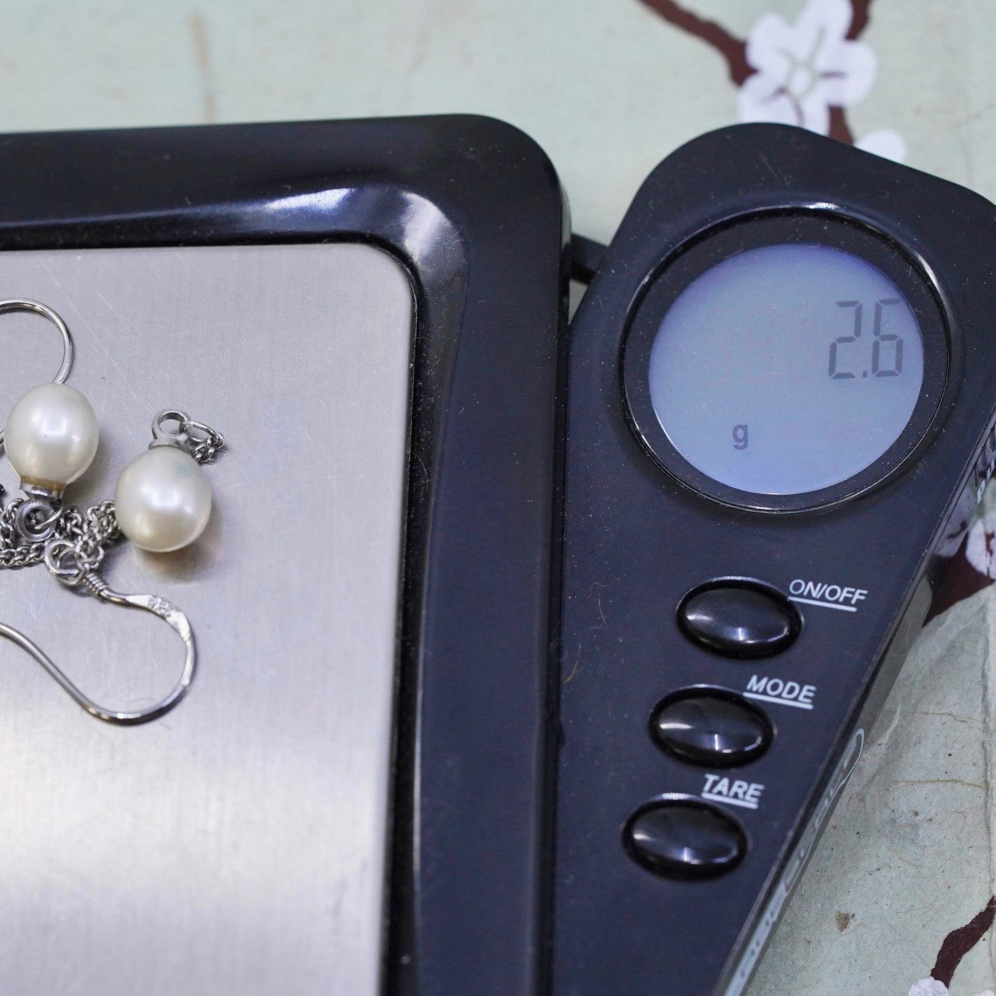 vintage Sterling 925 silver handmade earrings with oval freshwater pearl
