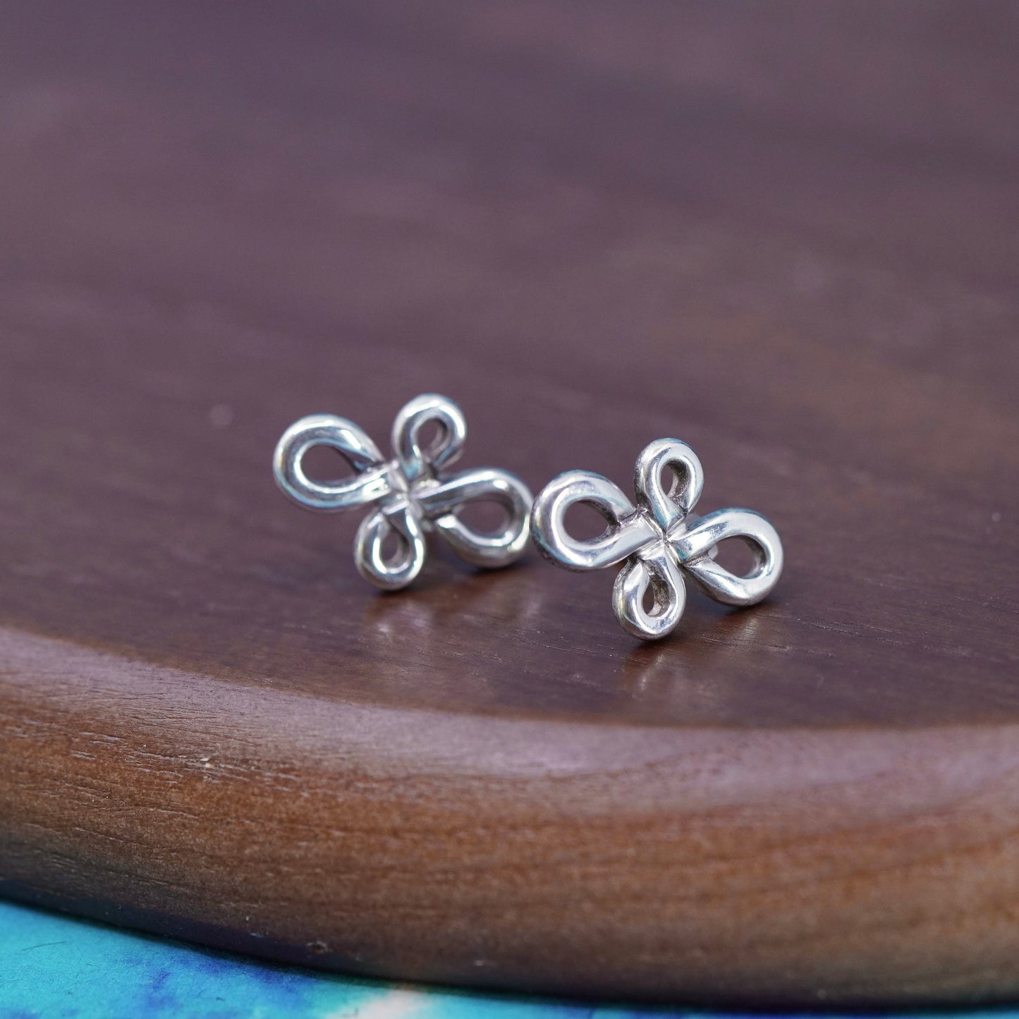 Vintage Sterling silver handmade earrings, 925 cross studs