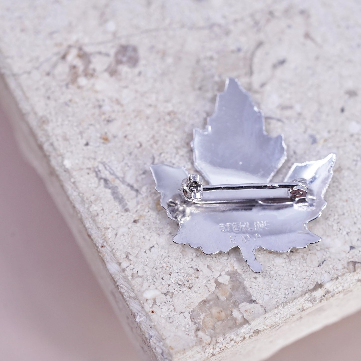 Vintage sterling silver brooch, 925 maple leaf pin, stamped bondboyd sterling