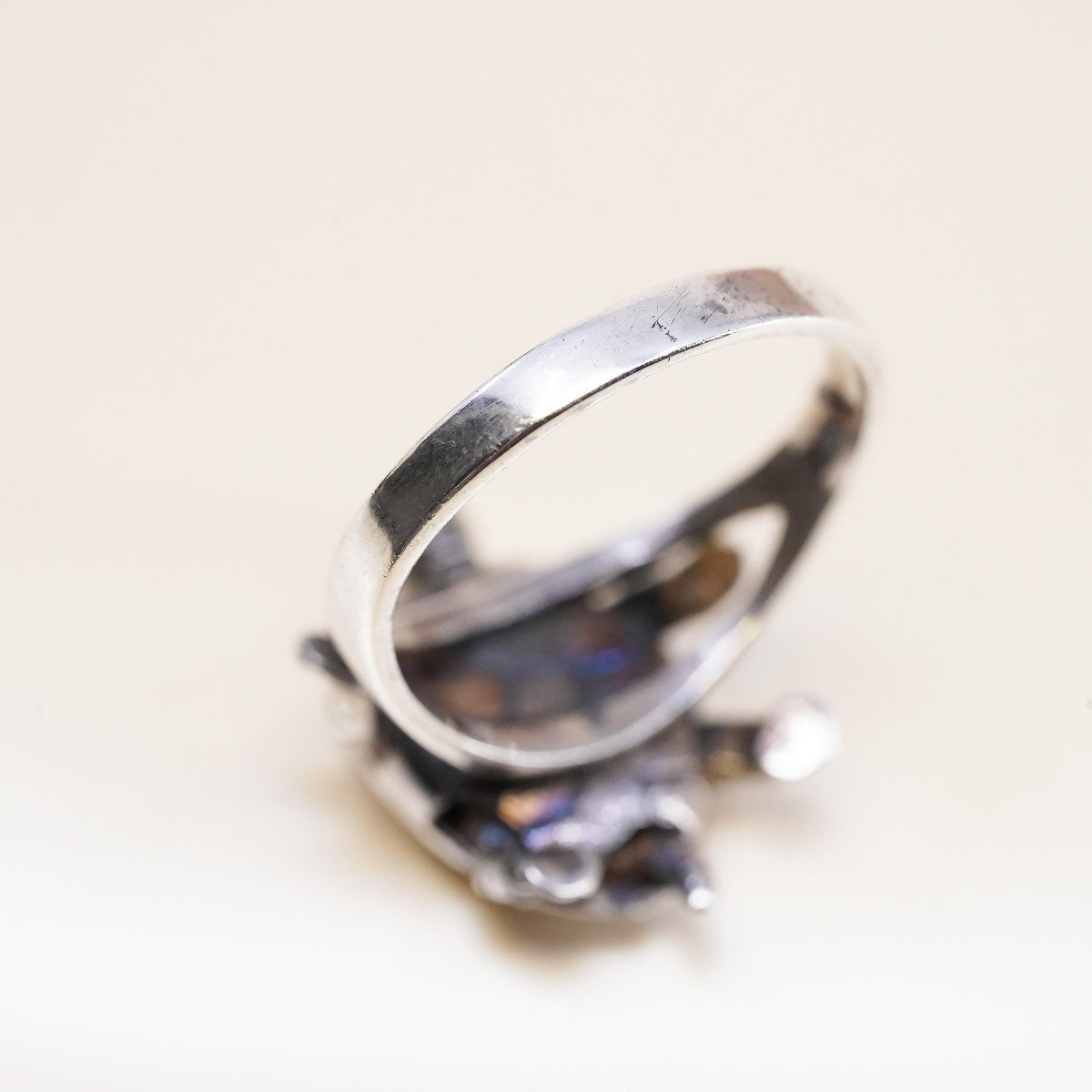Size 5.25, Size 6, sterling silver 925 longevity turtle ring w/ movable joints
