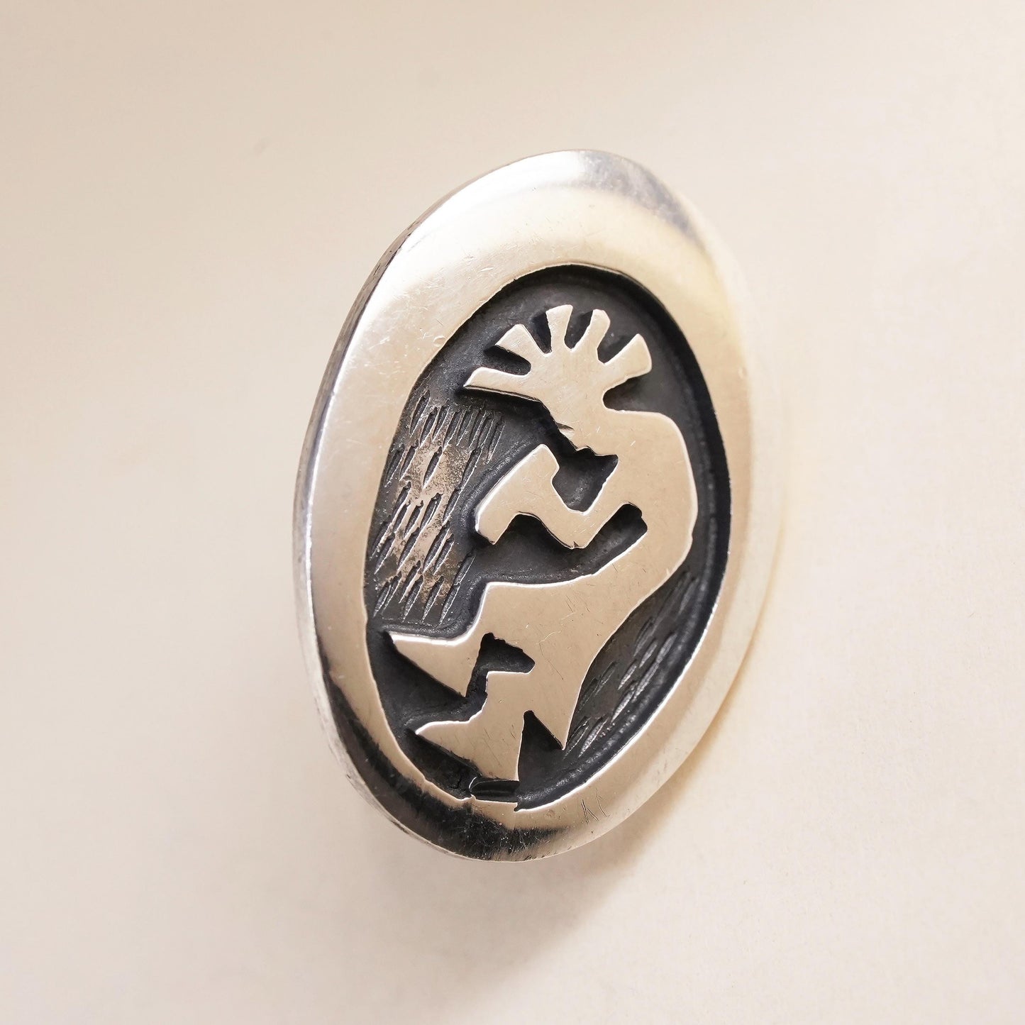 Vintage Native American single earring. Sterling 925 silver kokopelli stud