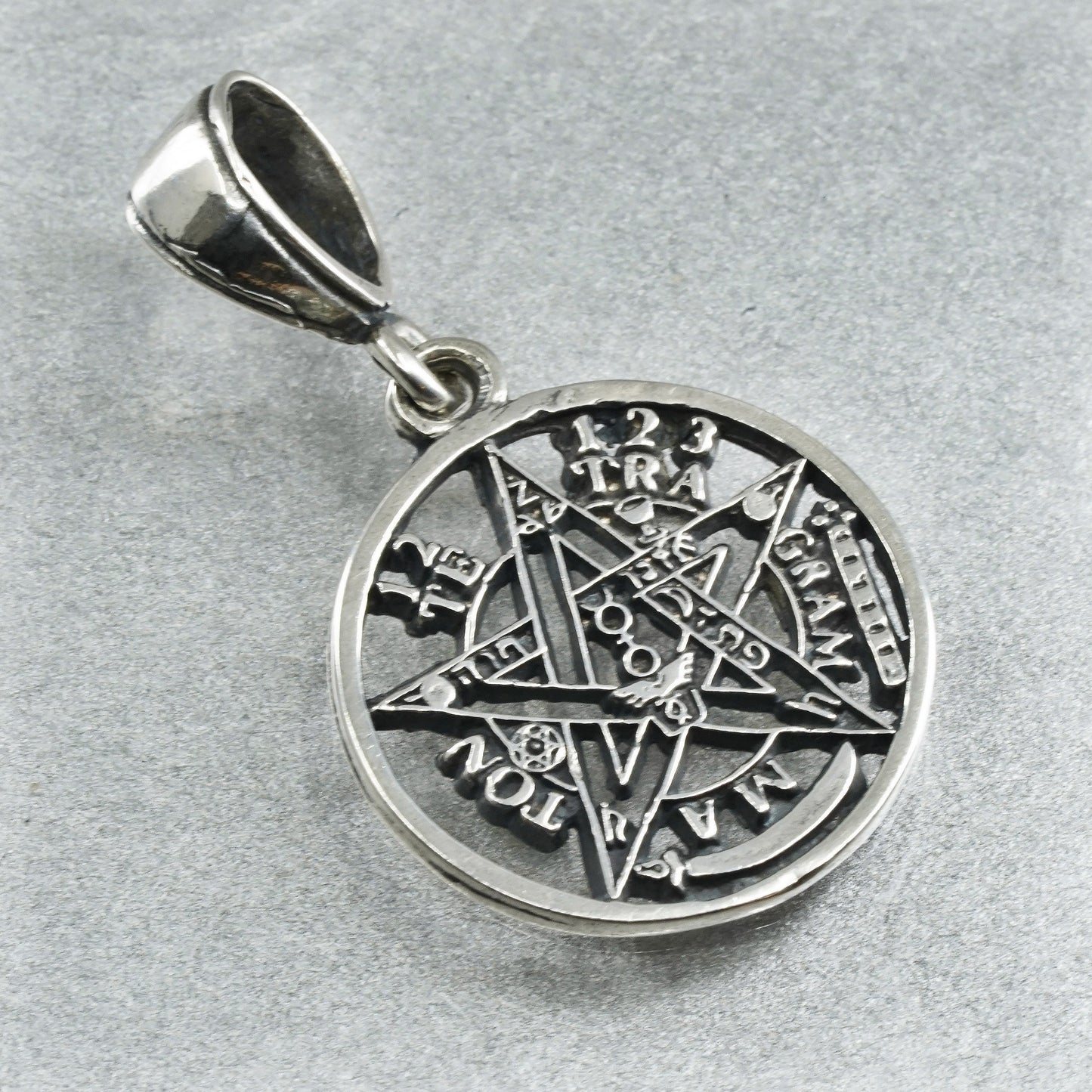 Vintage Sterling silver handmade 925 te tra gram ma ton coin star pendant charm