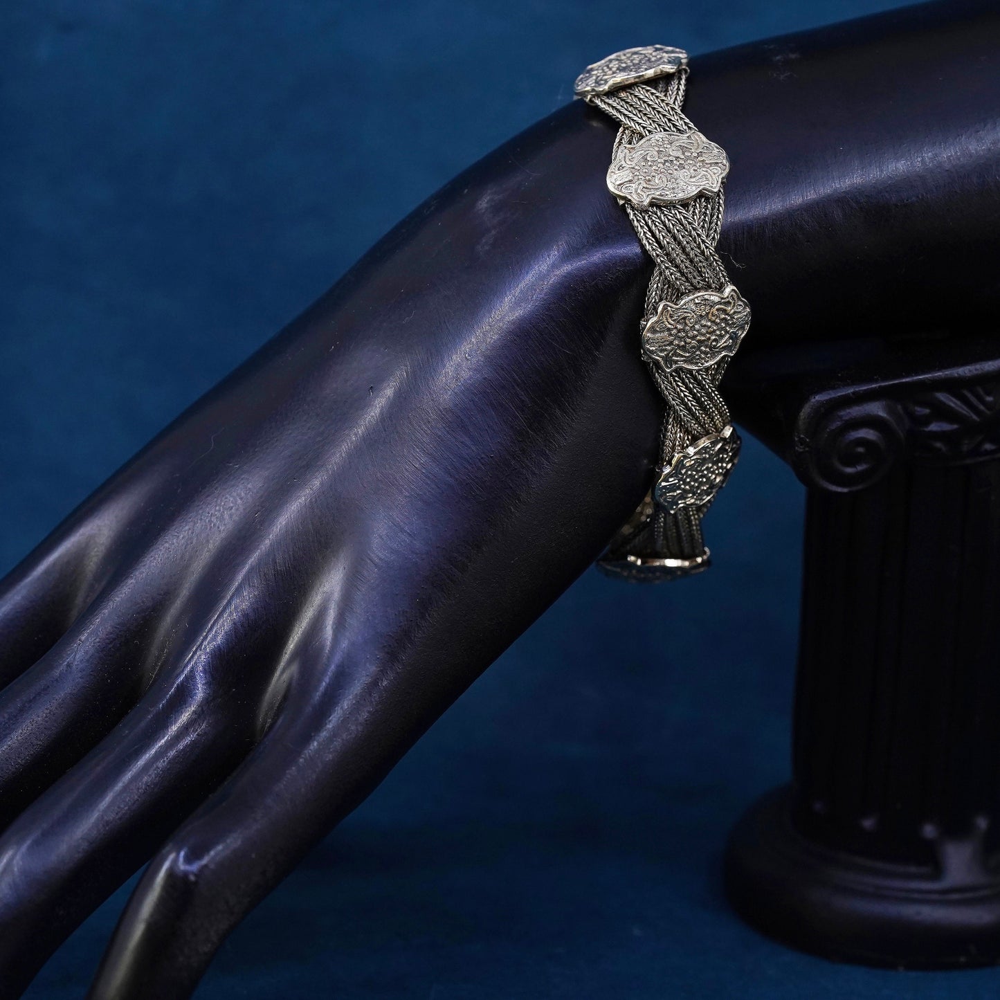 6.75", vintage vermeil gold filled handmade Sterling 925 silver tennis bracelet