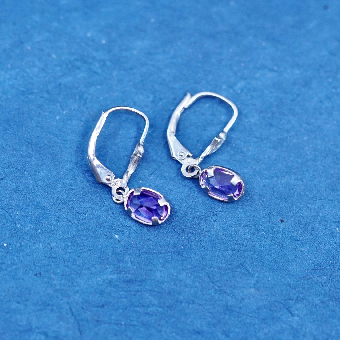 Vintage sterling 925 silver handmade earrings with amethyst