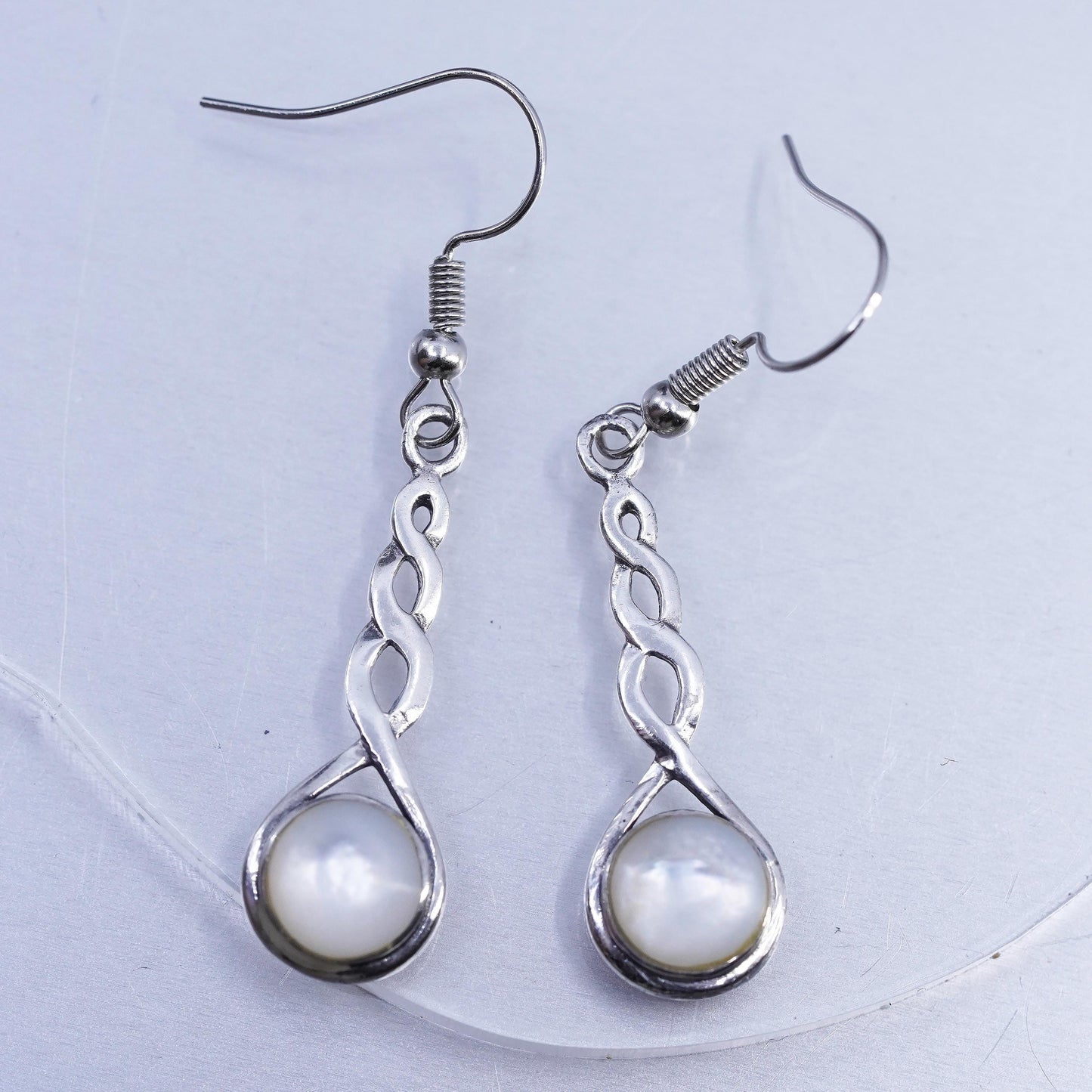 Vintage Sterling 925 silver handmade earrings with moonstone