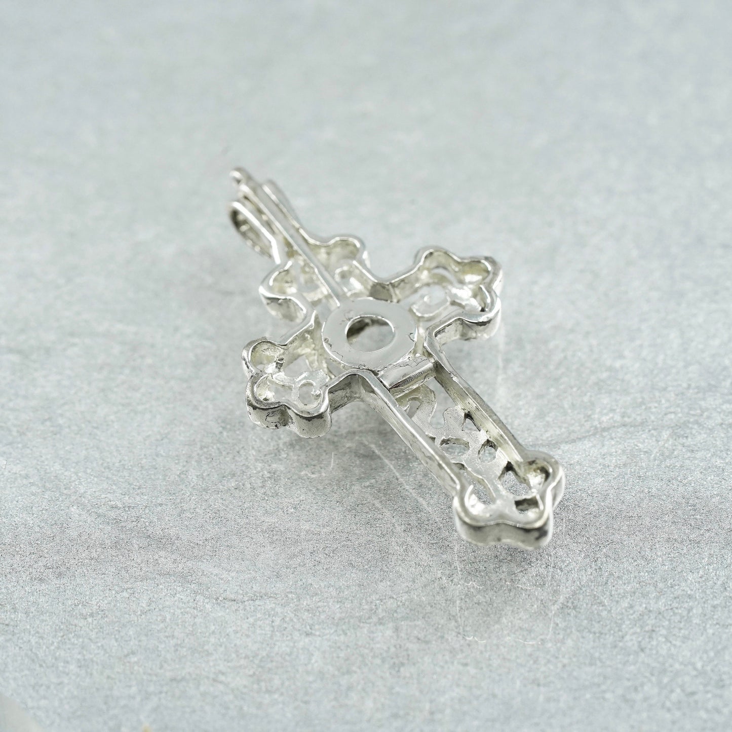 vintage sterling 925 silver interchangeable crystal cross pendant stone