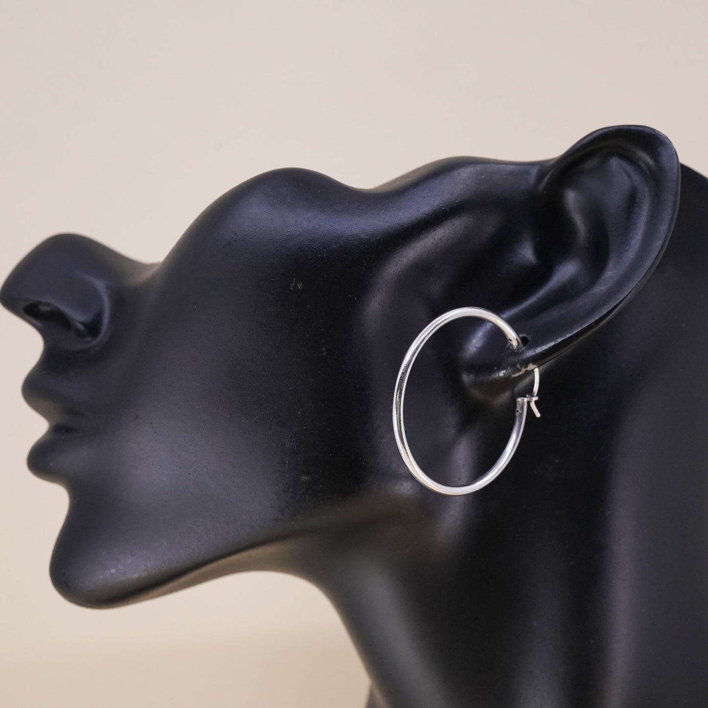 1.5", Vintage sterling 925 silver loop single earring, minimalist hoop