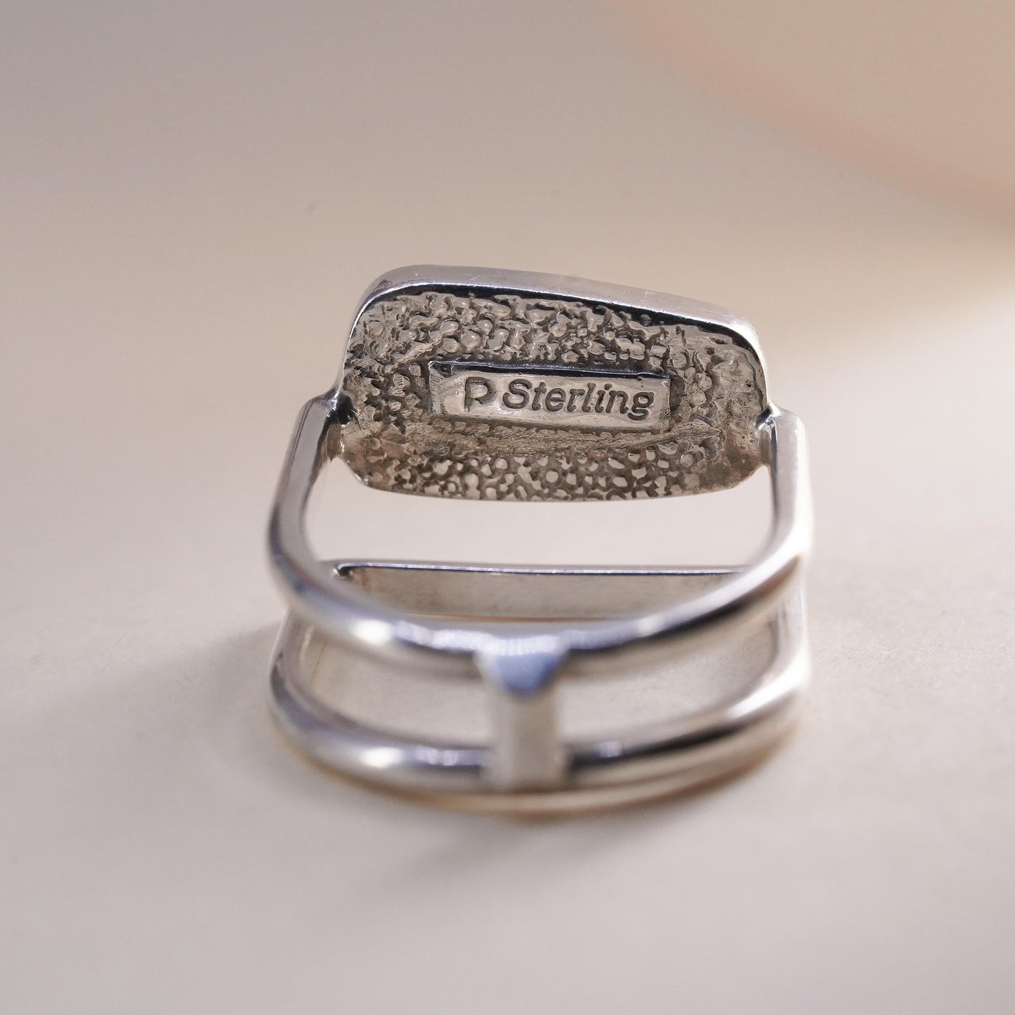 Size 6, Vintage southwestern sterling silver handmade ring, 925 band w/ abalone