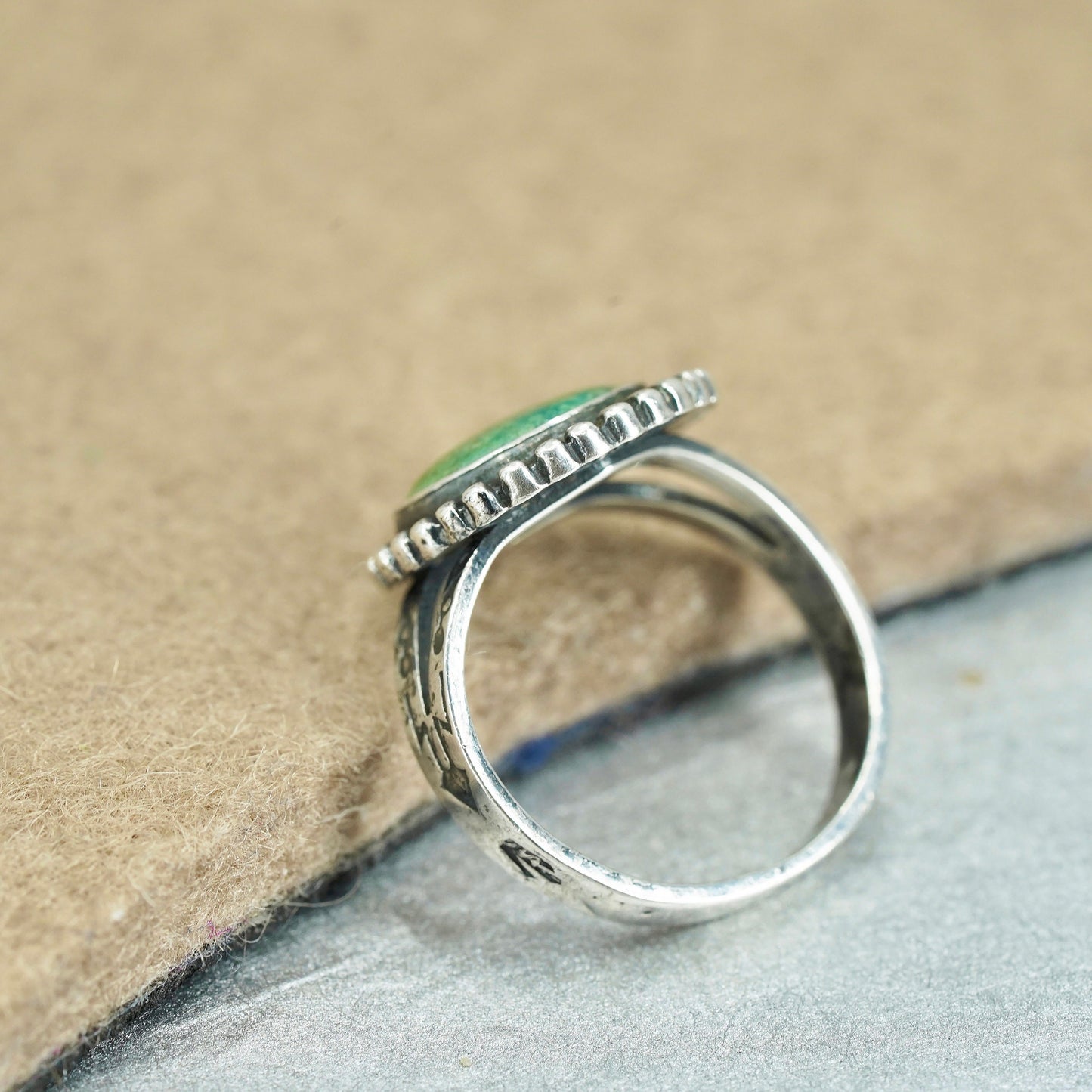 Size 6, vintage southwestern Sterling 925 silver handmade ring with turquoise