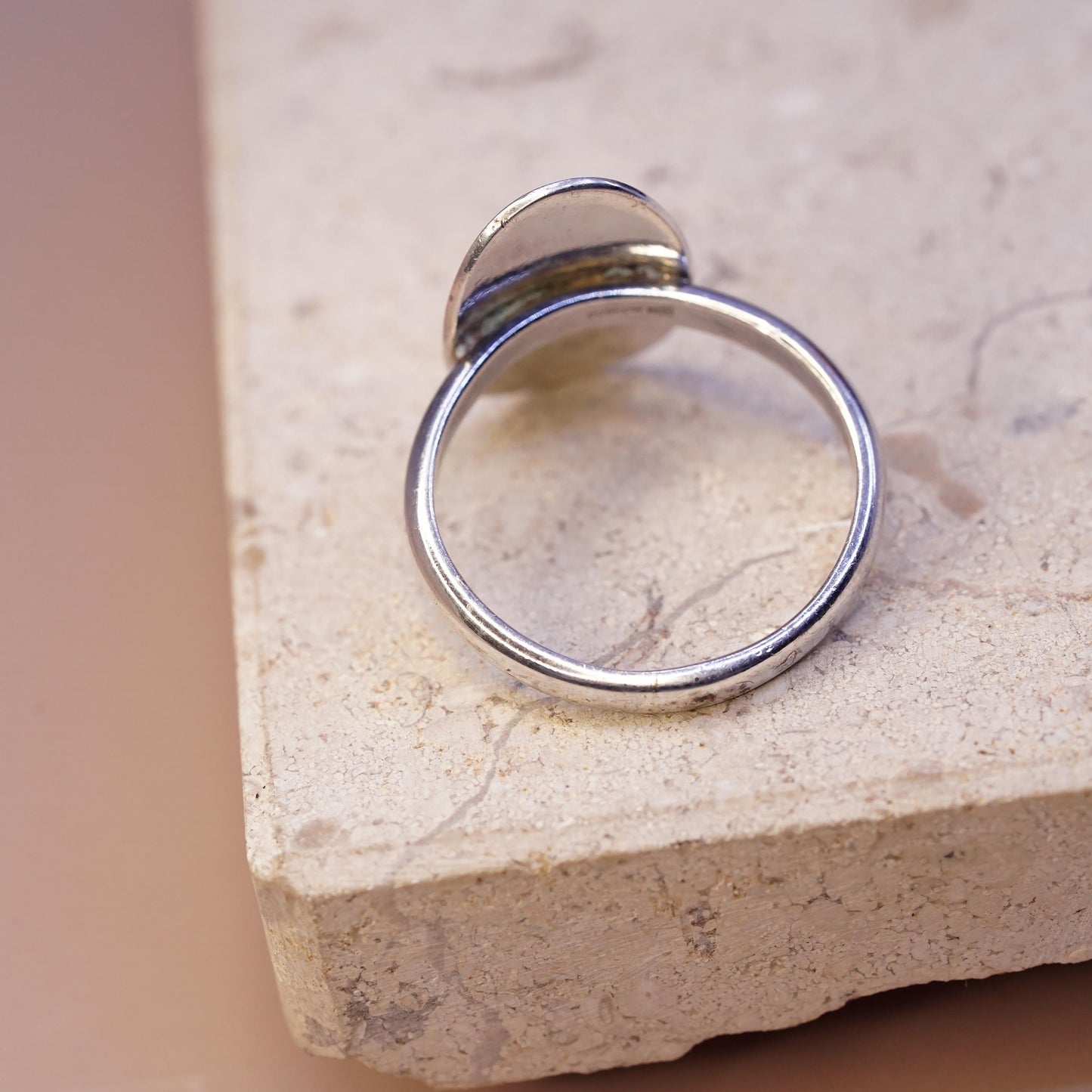 Size 10.5, vintage Sterling silver monogram ring, hopi 925 silver band with ARV