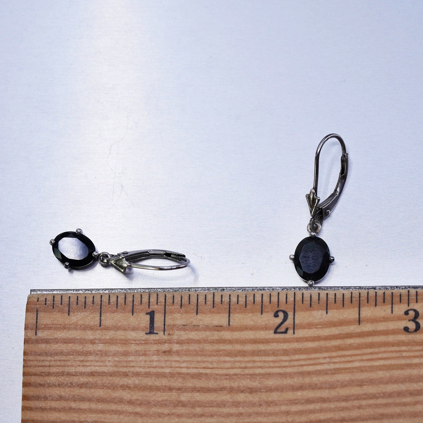 Vintage Sterling 925 silver handmade earrings with oval obsidian
