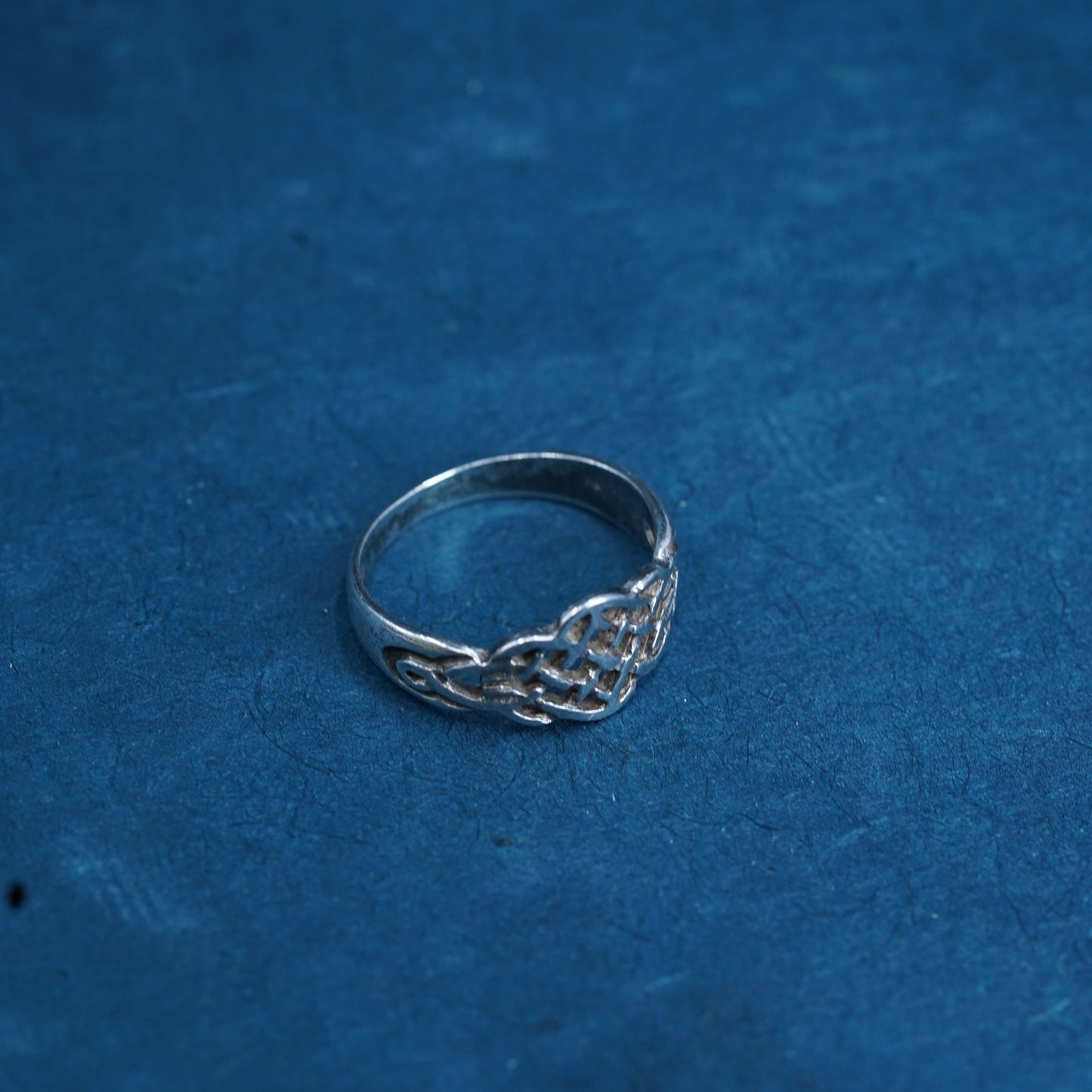 Size 7, VTG Sterling silver handmade ring, irish celtic knot 925 silver band