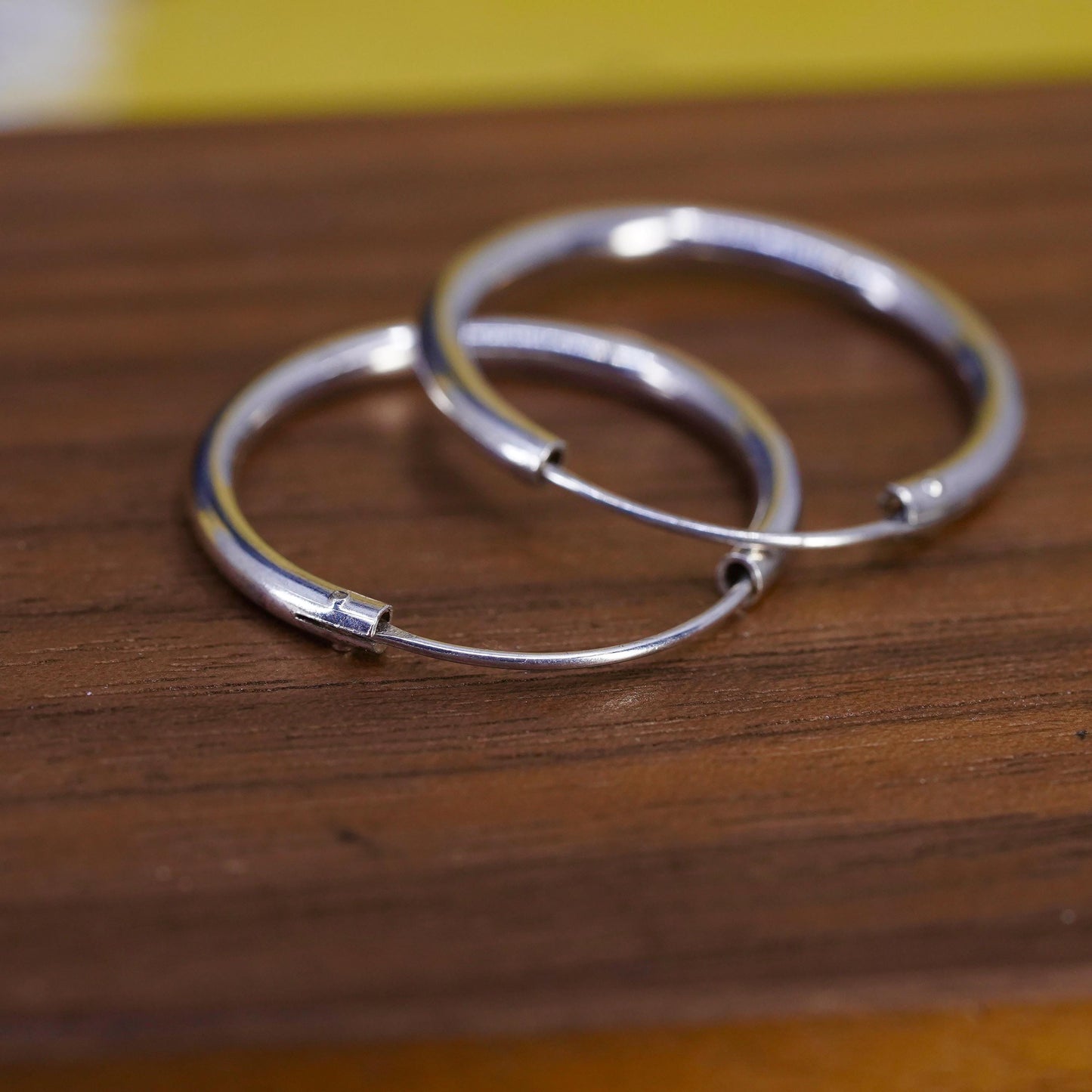 1”, Vintage Sterling silver handmade earrings, 925 silver hoops