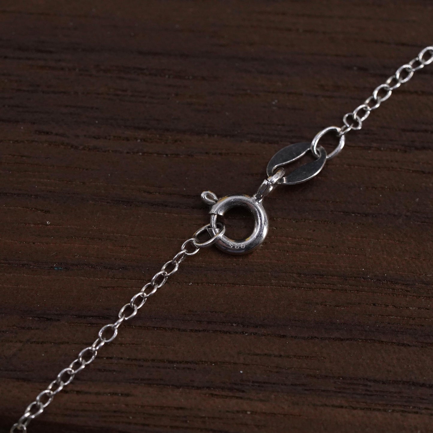 19", Italian Sterling 925 Silver circle Chain Necklace w/ monogram KMM pendant