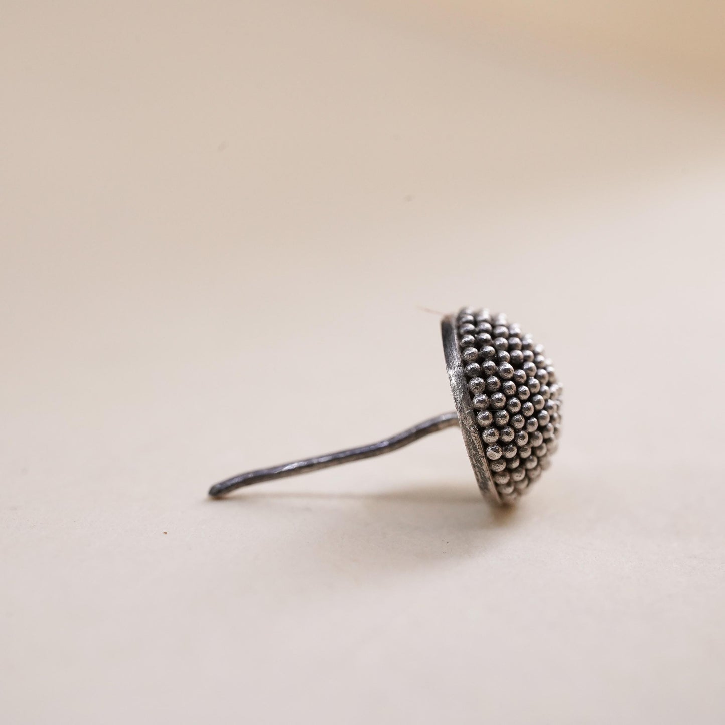 Vintage handmade single earring. Sterling 925 silver 10mm bead stud