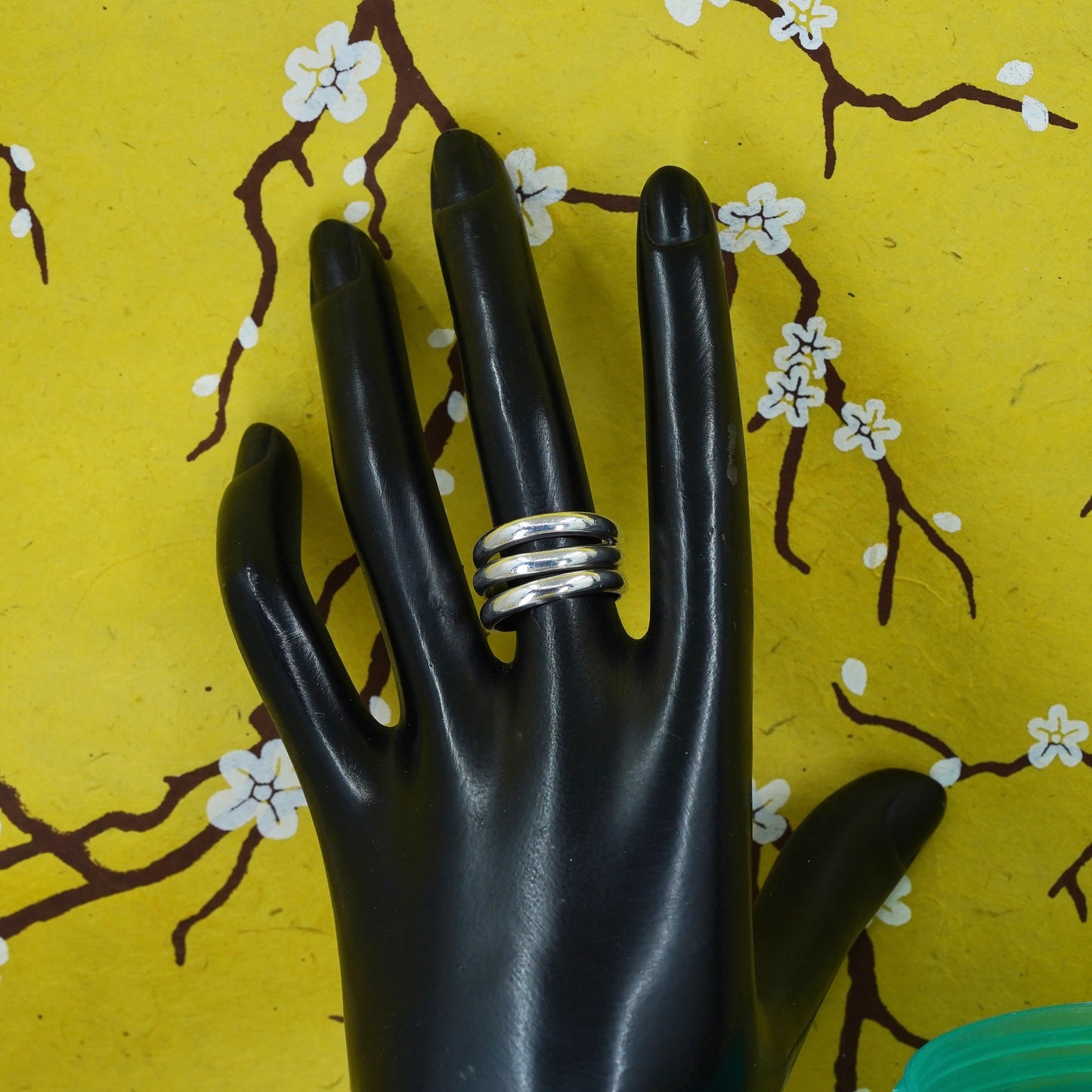 size 6.5, vintage Mexican Sterling silver handmade ring, 925 wide ribbed band