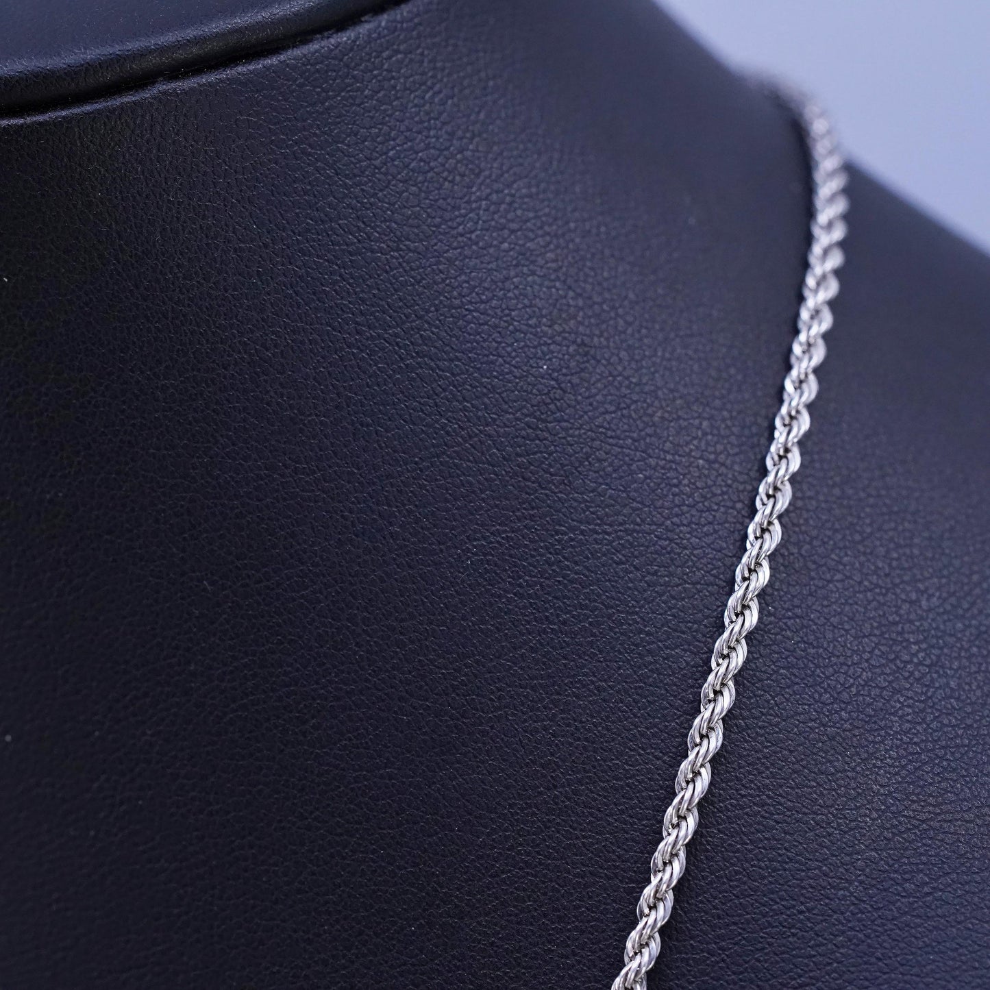 20" 2mm, vintage Sterling silver handmade necklace, 925 rope chain