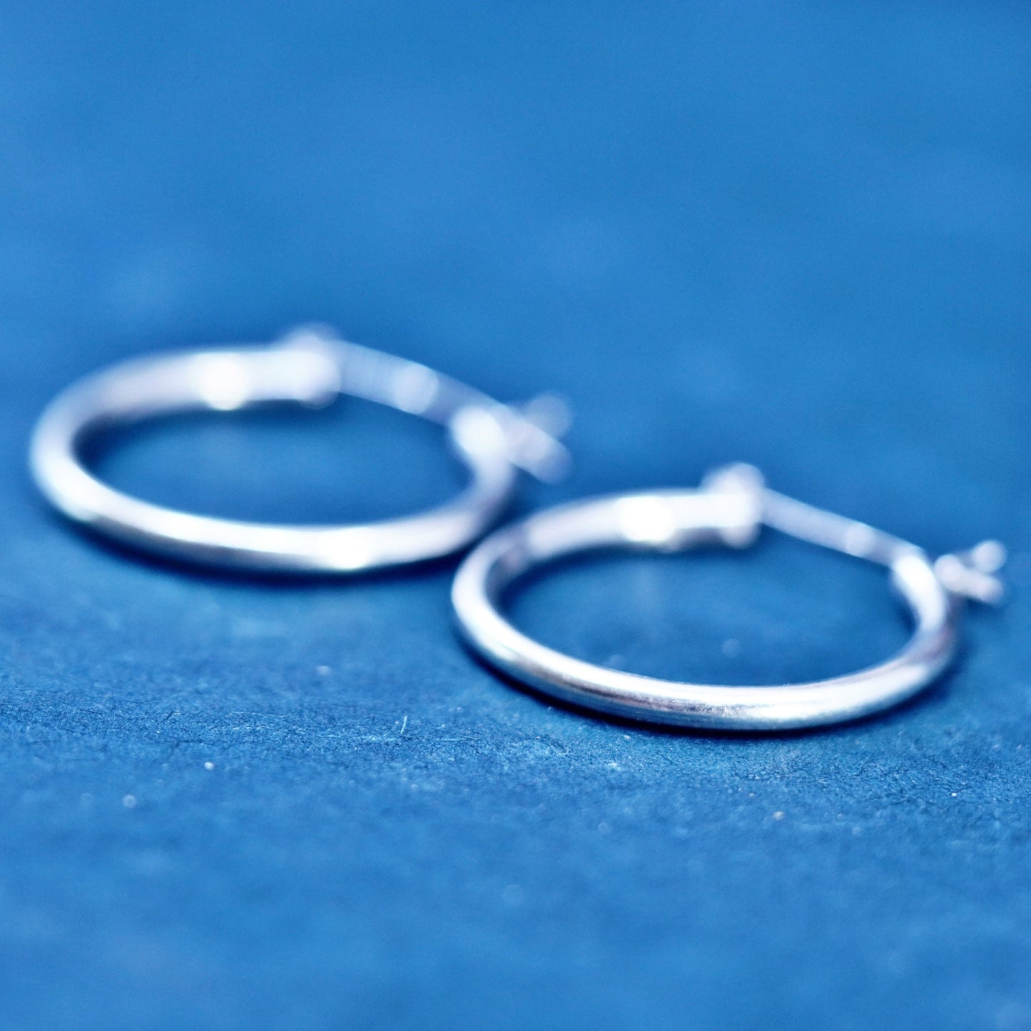 1.25”, vintage Sterling silver handmade hoop earrings, 925 huggie