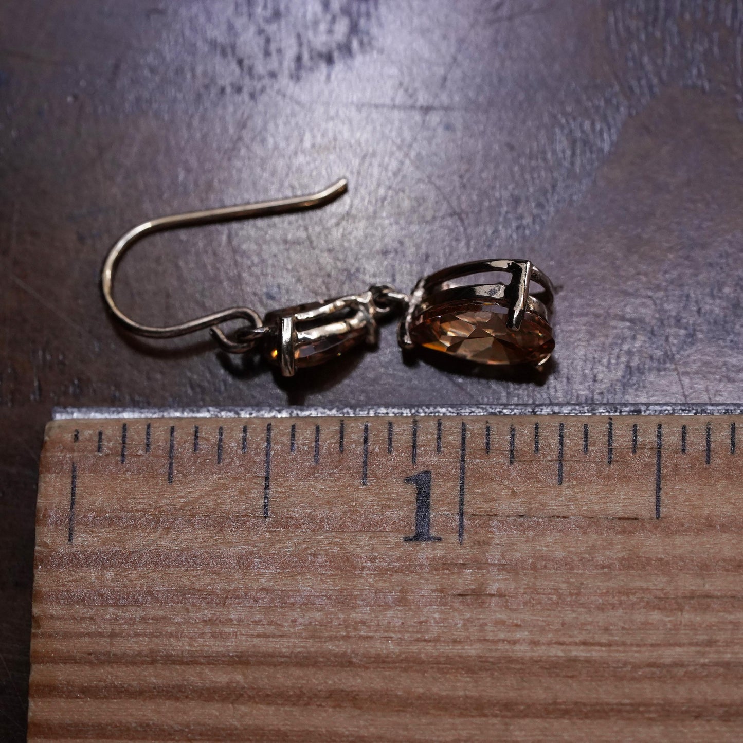 vermeil gold sterling silver 925 single teardrop citrine earring lever back